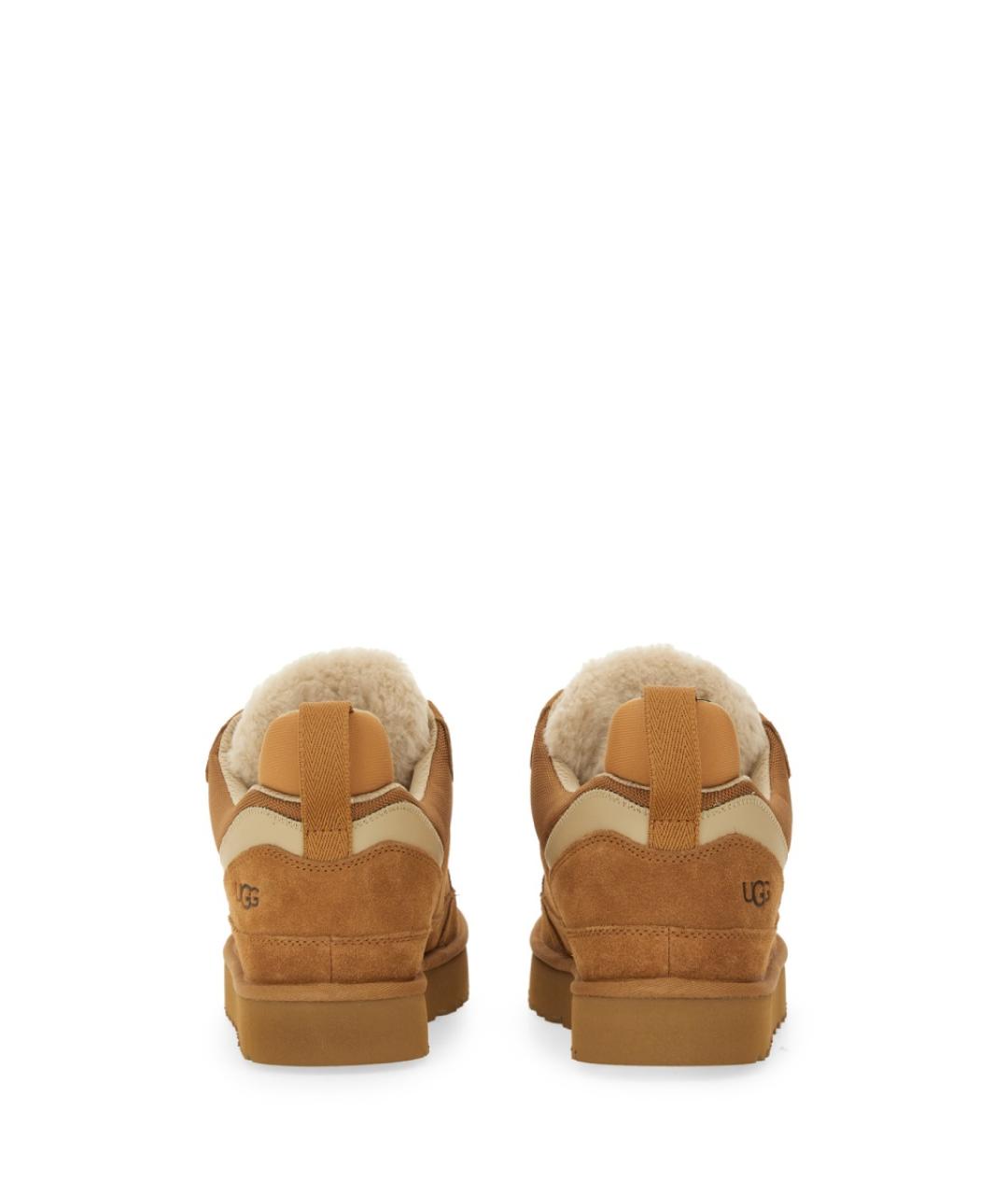 UGG AUSTRALIA Коричневые кожаные низкие кроссовки / кеды, фото 4