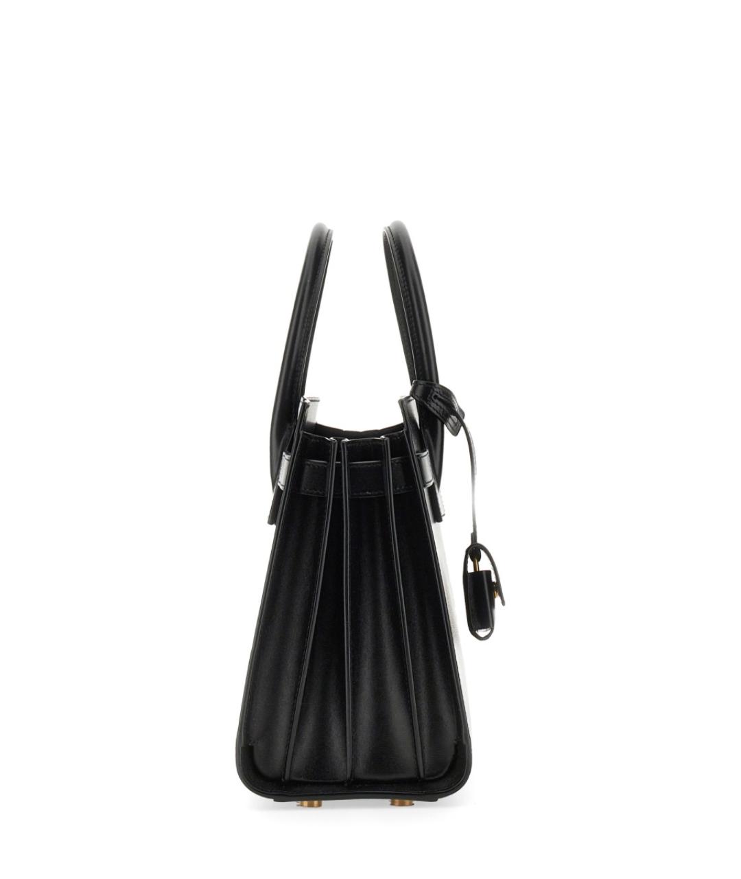 SAINT LAURENT Черная кожаная сумка тоут, фото 5