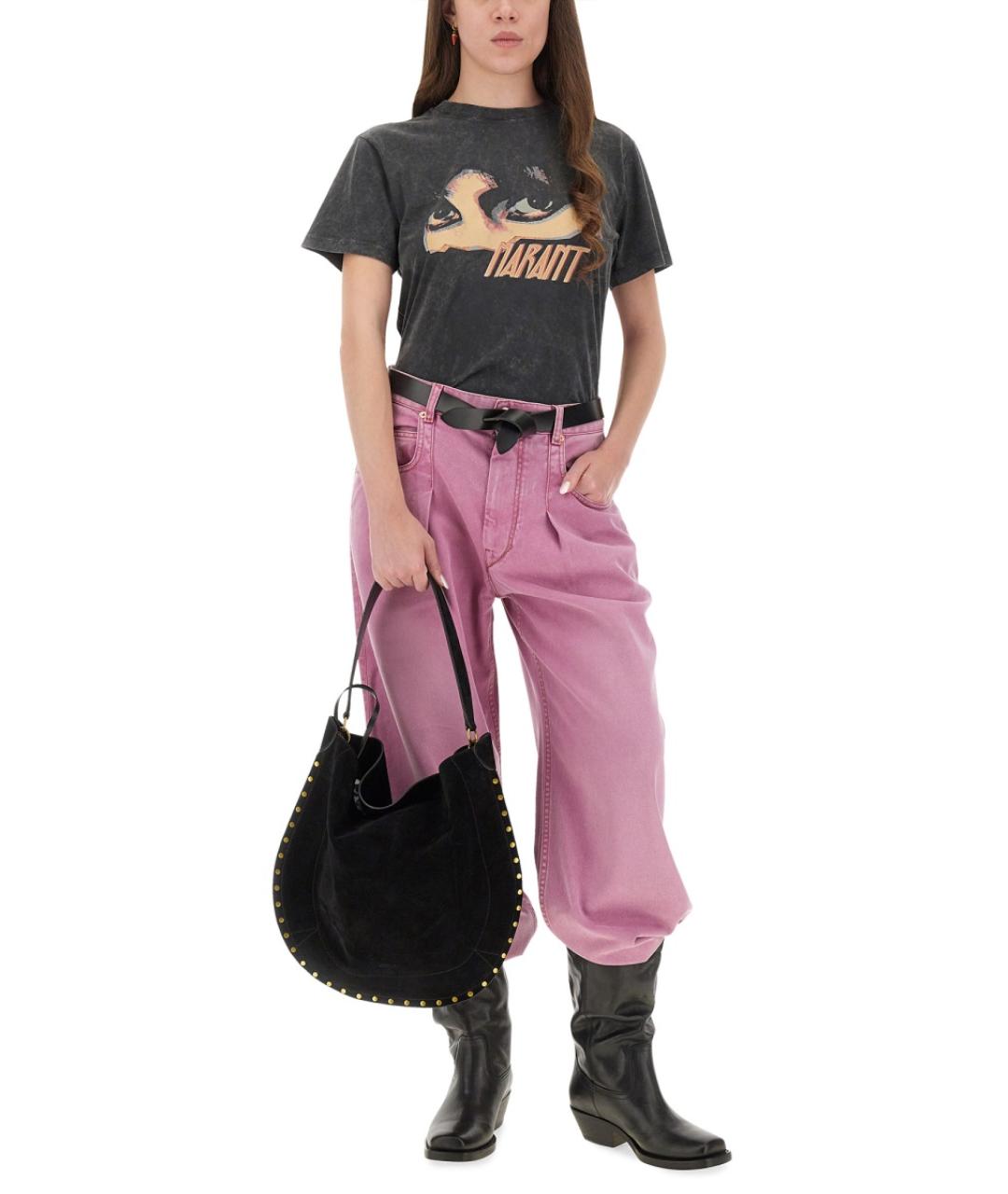 ISABEL MARANT Розовые хлопко-лиоцелловые прямые джинсы, фото 2