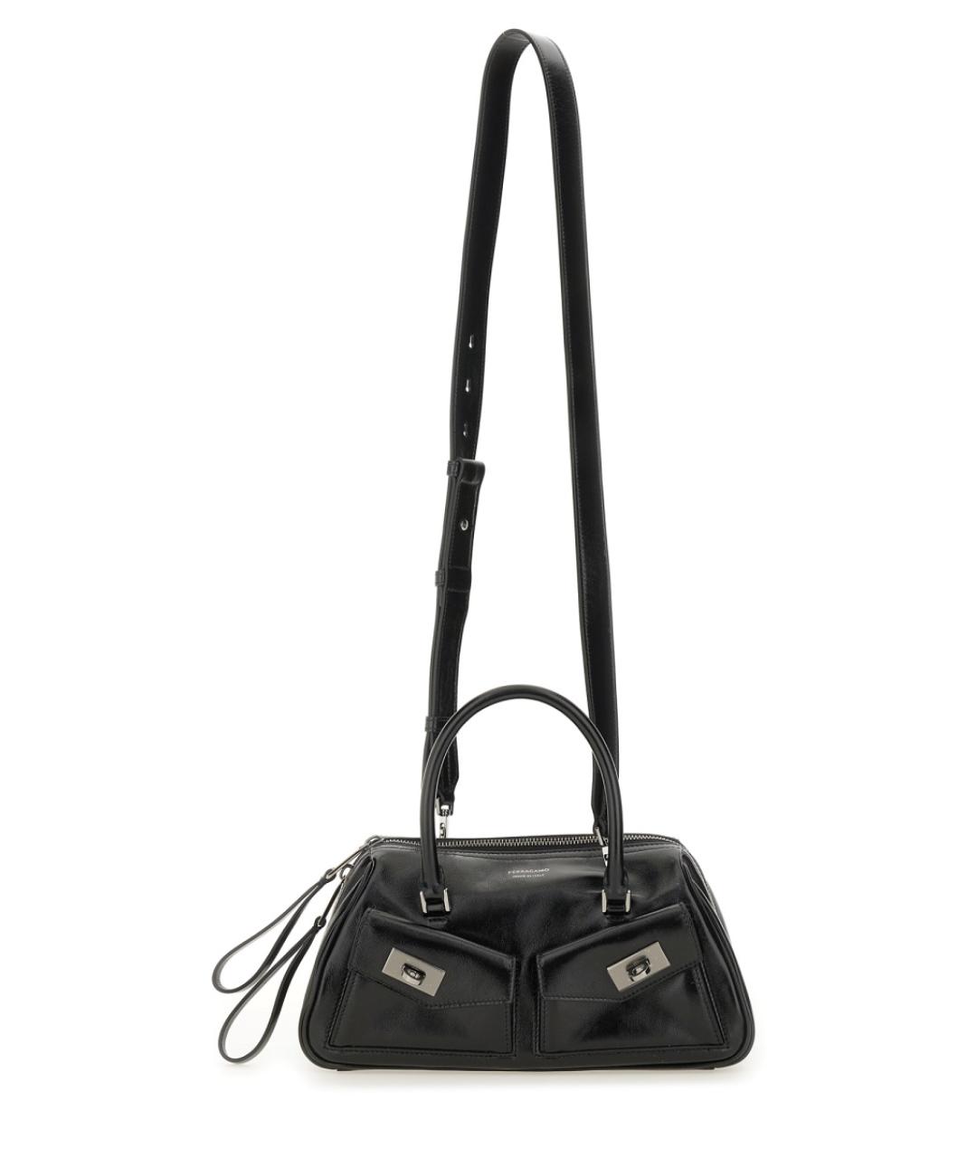 FERRAGAMO Черная кожаная сумка тоут, фото 2