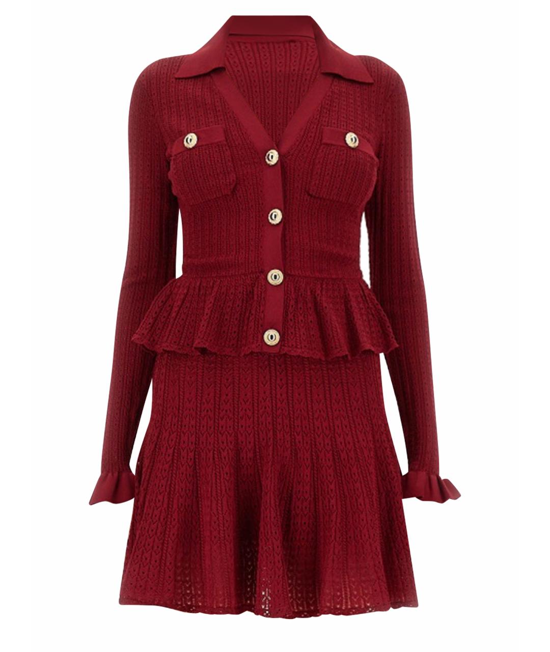 SELF-PORTRAIT Красное вискозное повседневное платье, фото 1