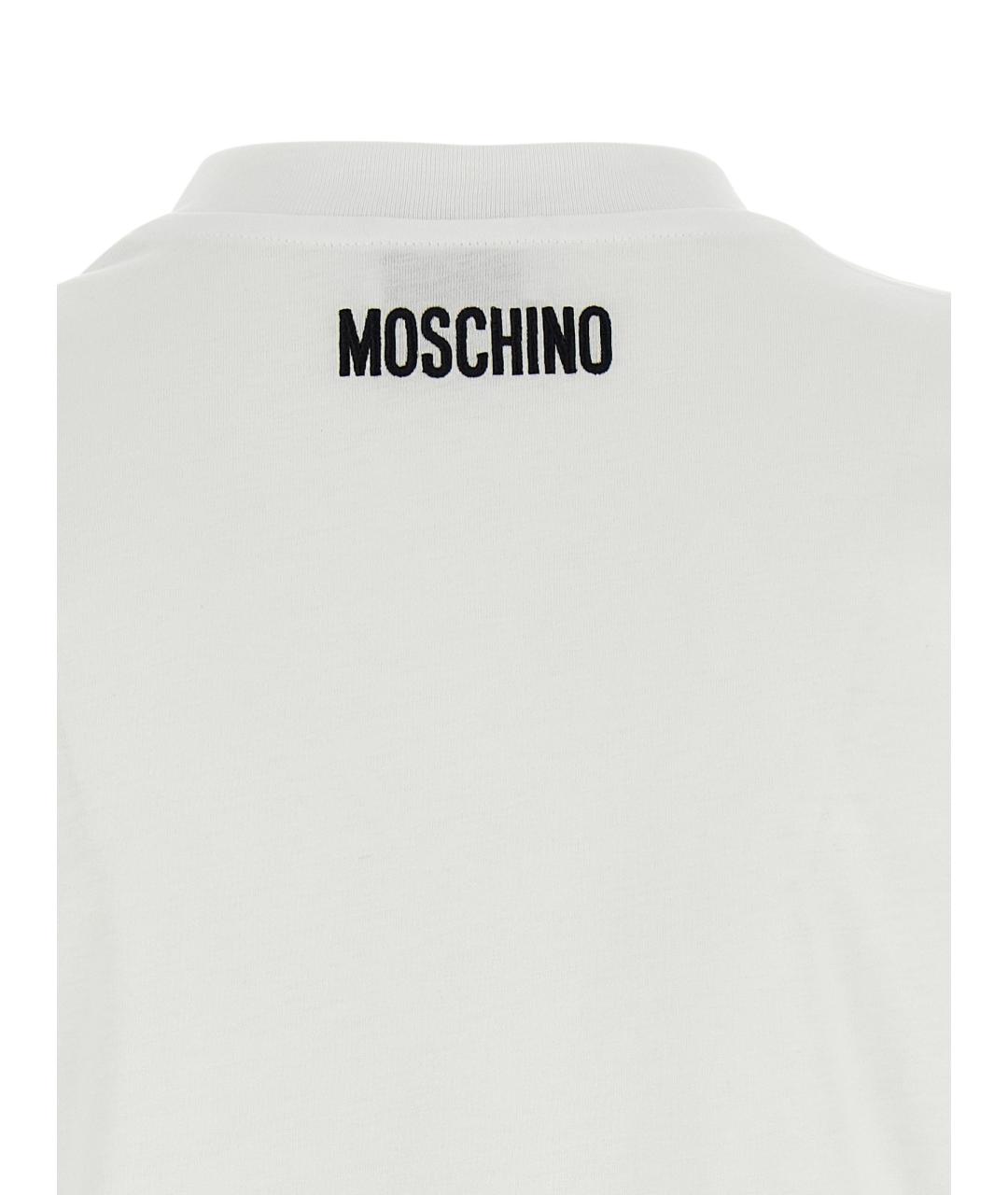 MOSCHINO Белая хлопковая футболка, фото 4