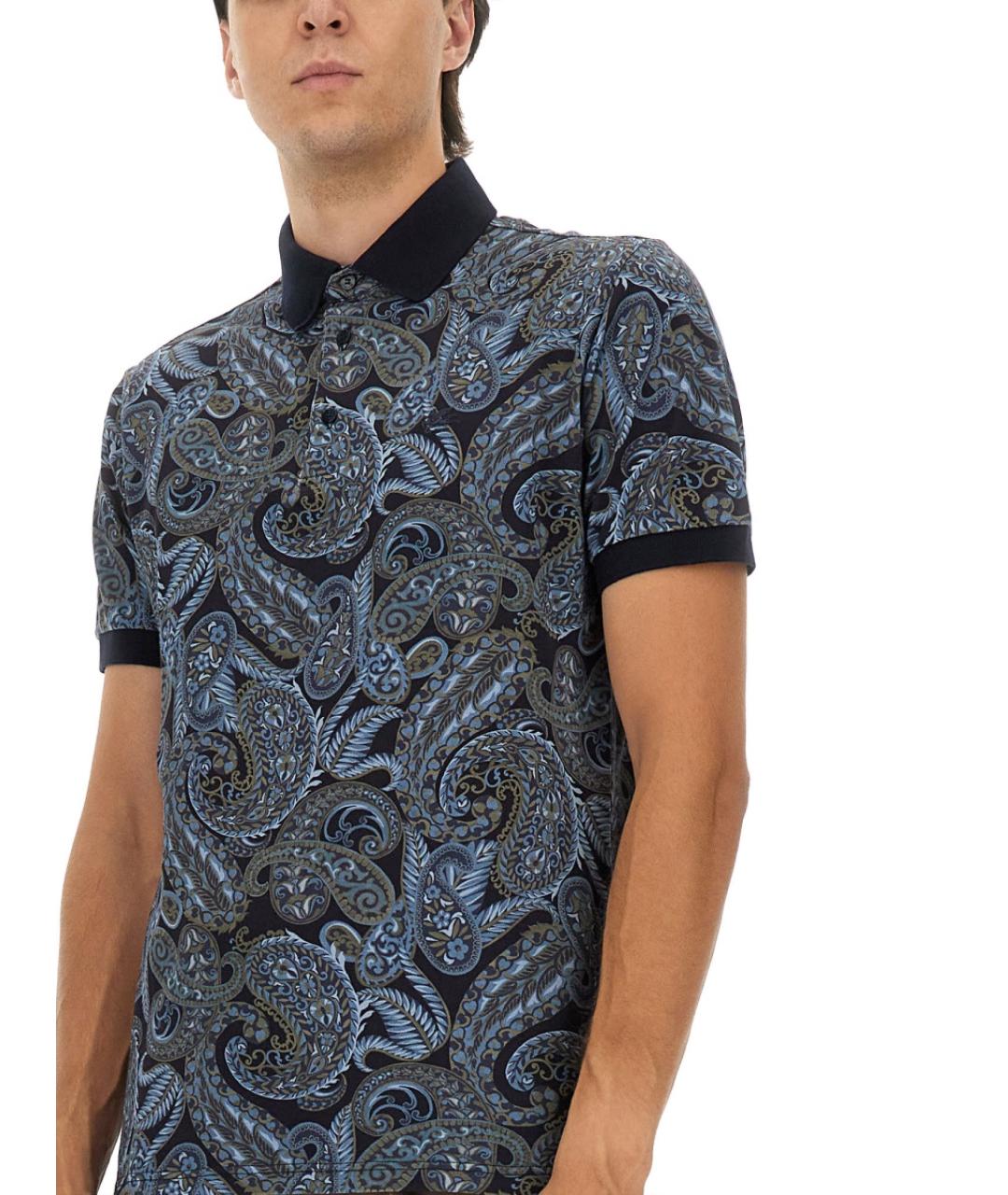 ETRO Синее хлопковое поло с коротким рукавом, фото 5