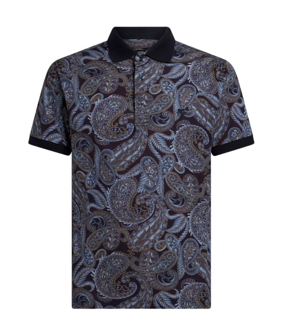ETRO Синее хлопковое поло с коротким рукавом, фото 1