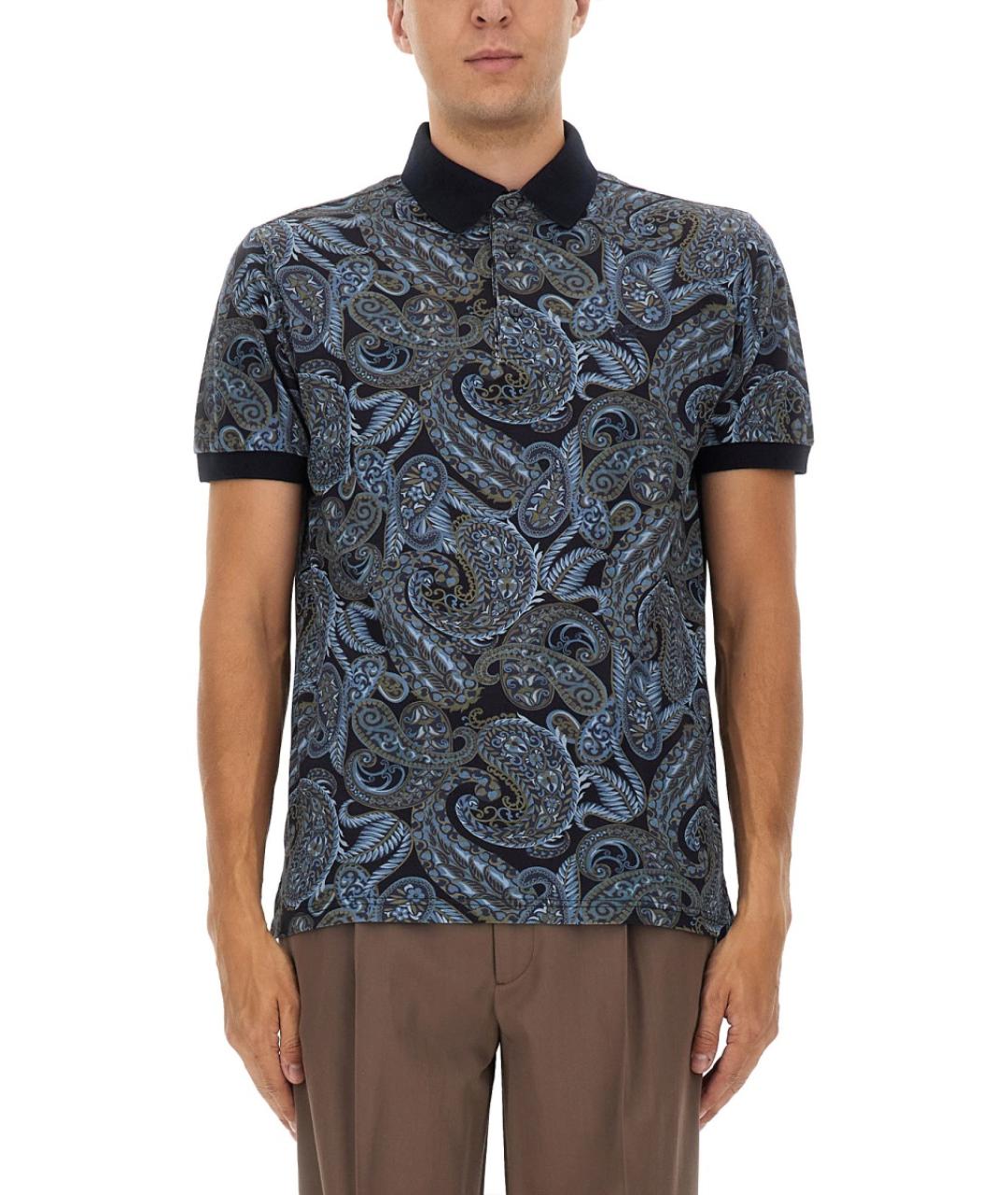 ETRO Синее хлопковое поло с коротким рукавом, фото 2