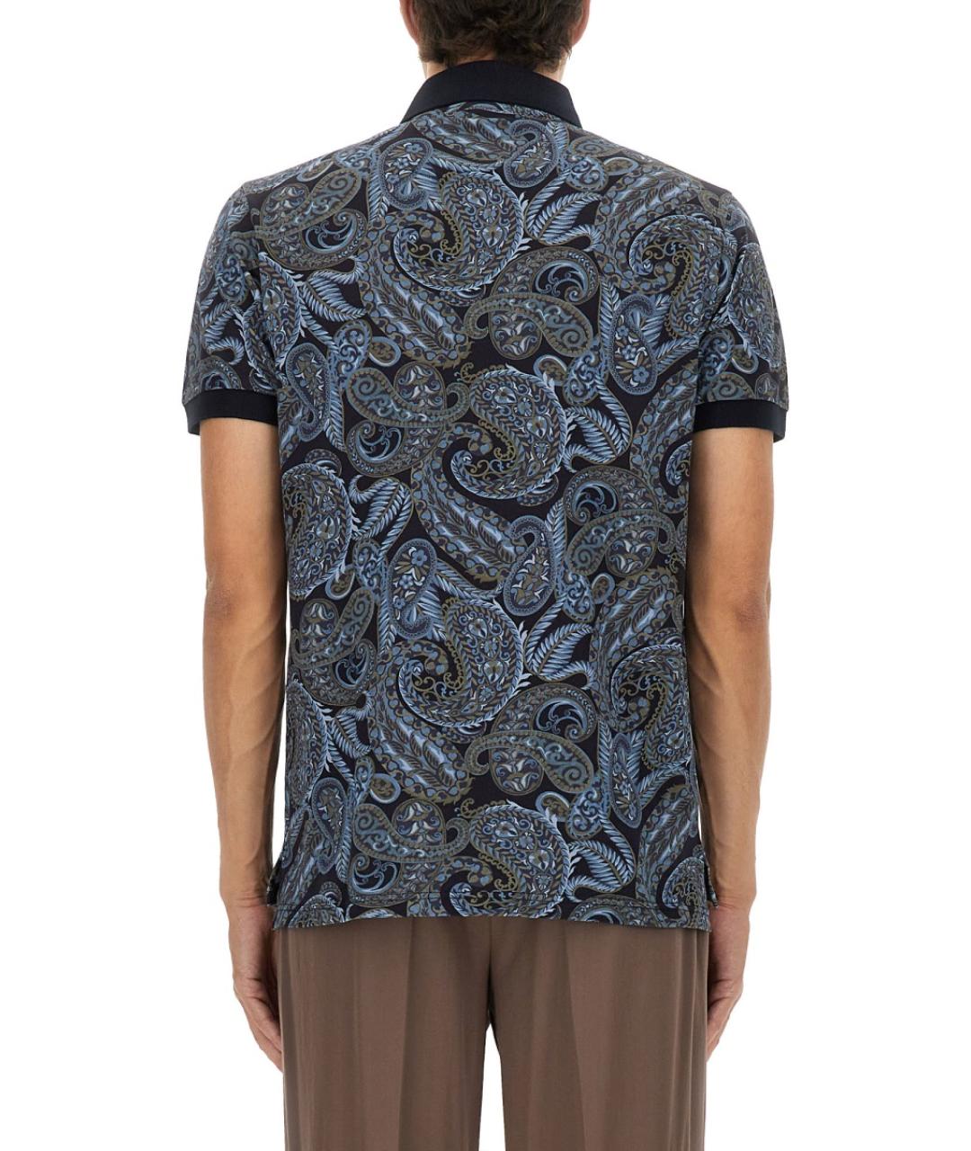 ETRO Синее хлопковое поло с коротким рукавом, фото 4
