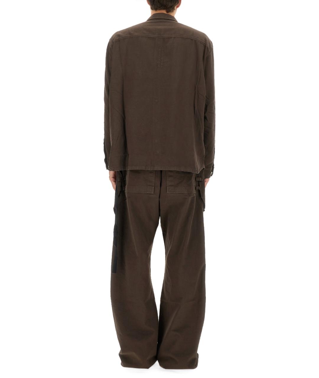 RICK OWENS DRKSHDW Коричневая хлопковая кэжуал рубашка, фото 4