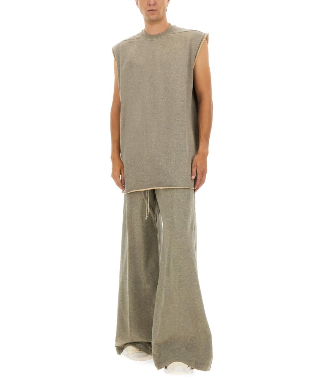 RICK OWENS DRKSHDW Серые хлопковые повседневные брюки, фото 3