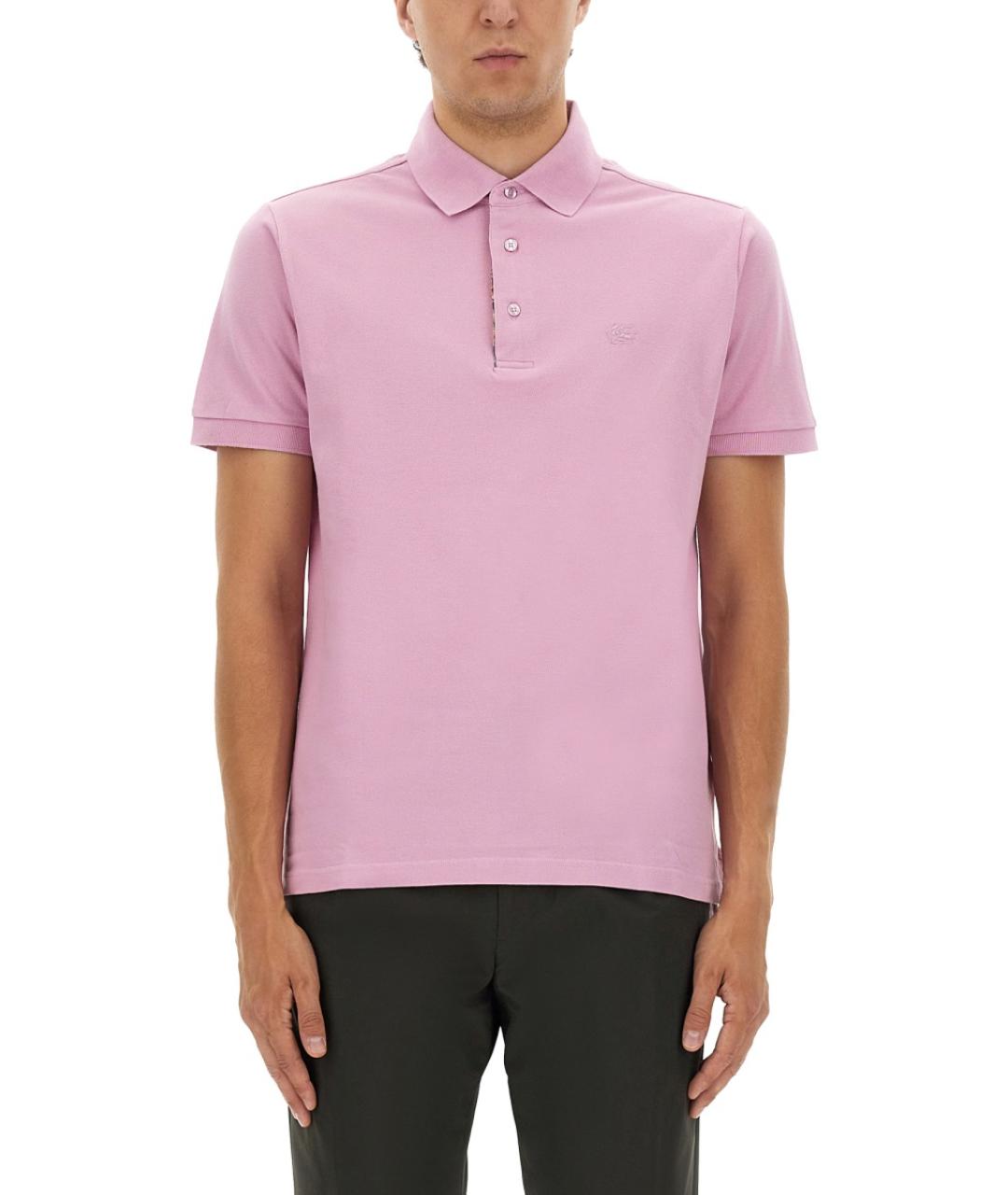 ETRO Розовое хлопковое поло с коротким рукавом, фото 2