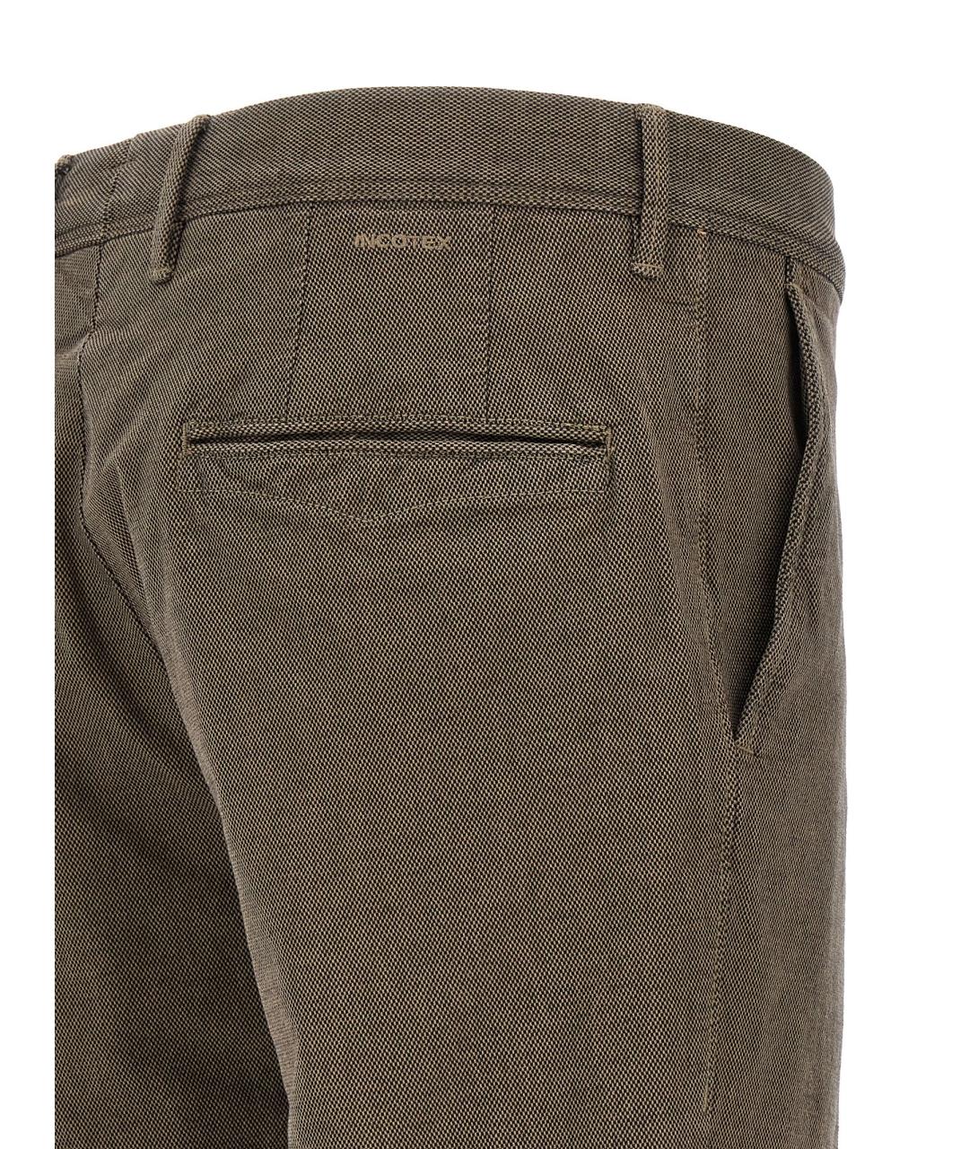 INCOTEX Коричневые хлопковые повседневные брюки, фото 4