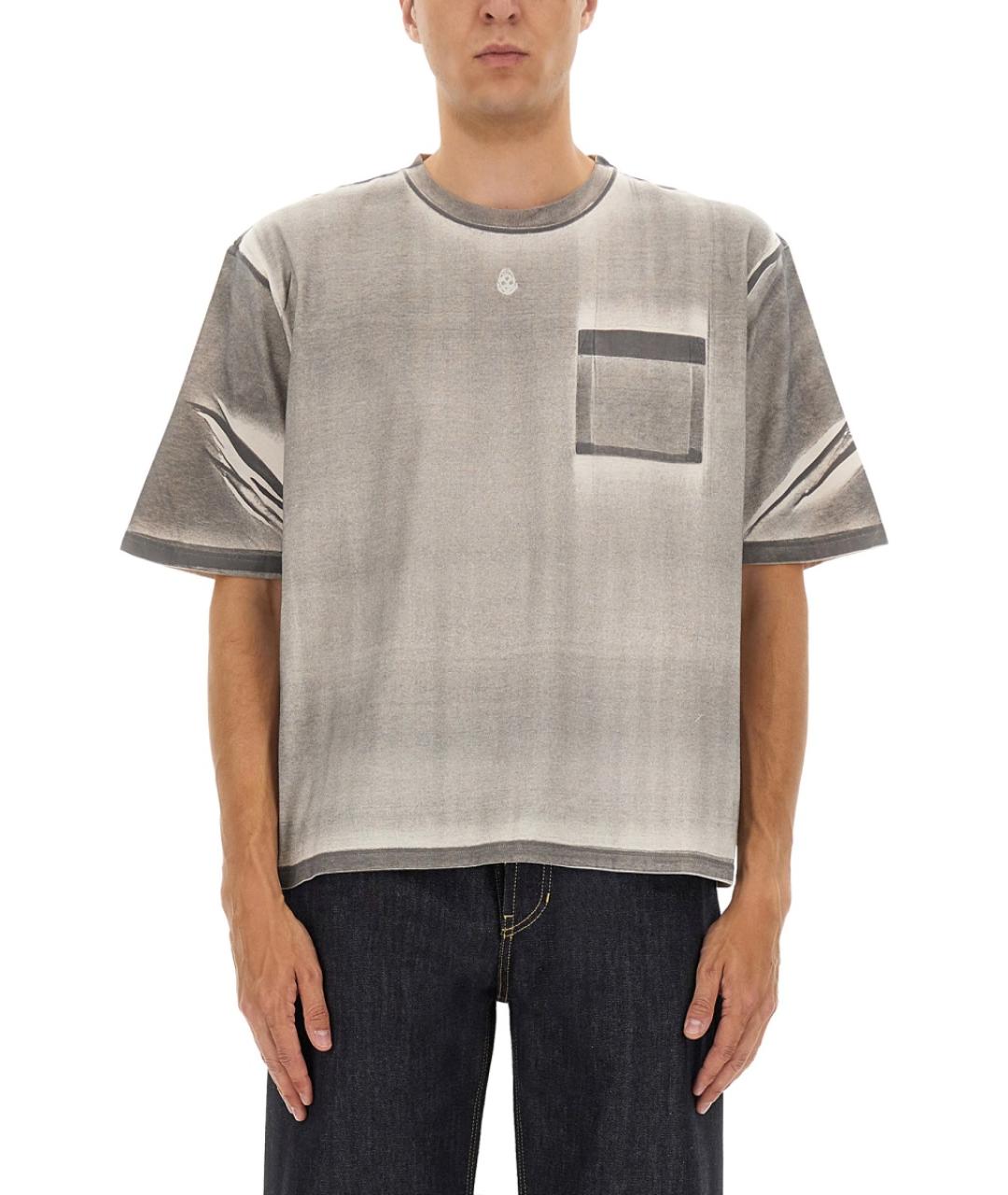 ALEXANDER MCQUEEN Серая хлопковая футболка, фото 2