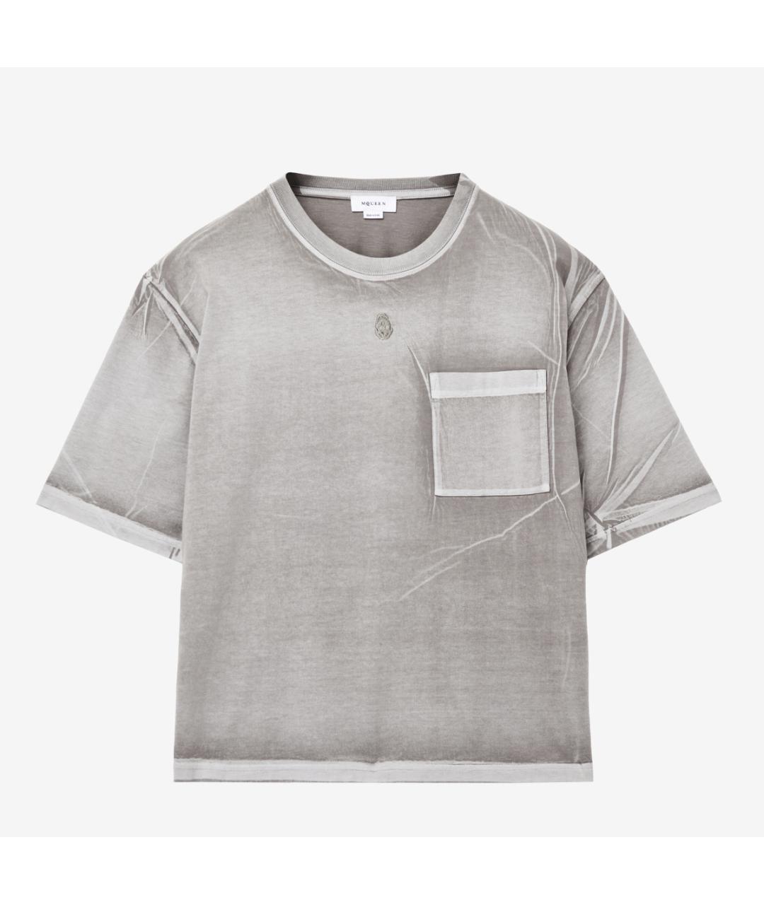 ALEXANDER MCQUEEN Серая хлопковая футболка, фото 6