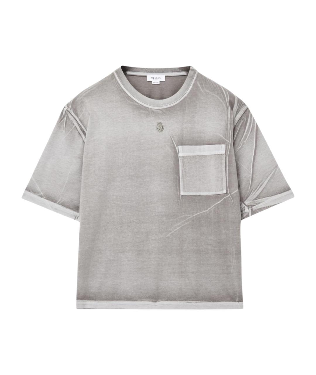 ALEXANDER MCQUEEN Серая хлопковая футболка, фото 1