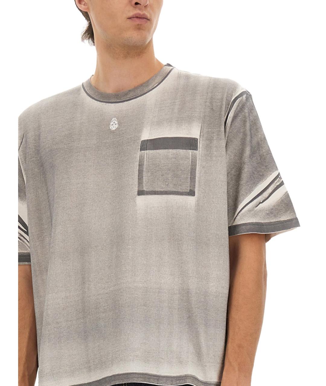 ALEXANDER MCQUEEN Серая хлопковая футболка, фото 5