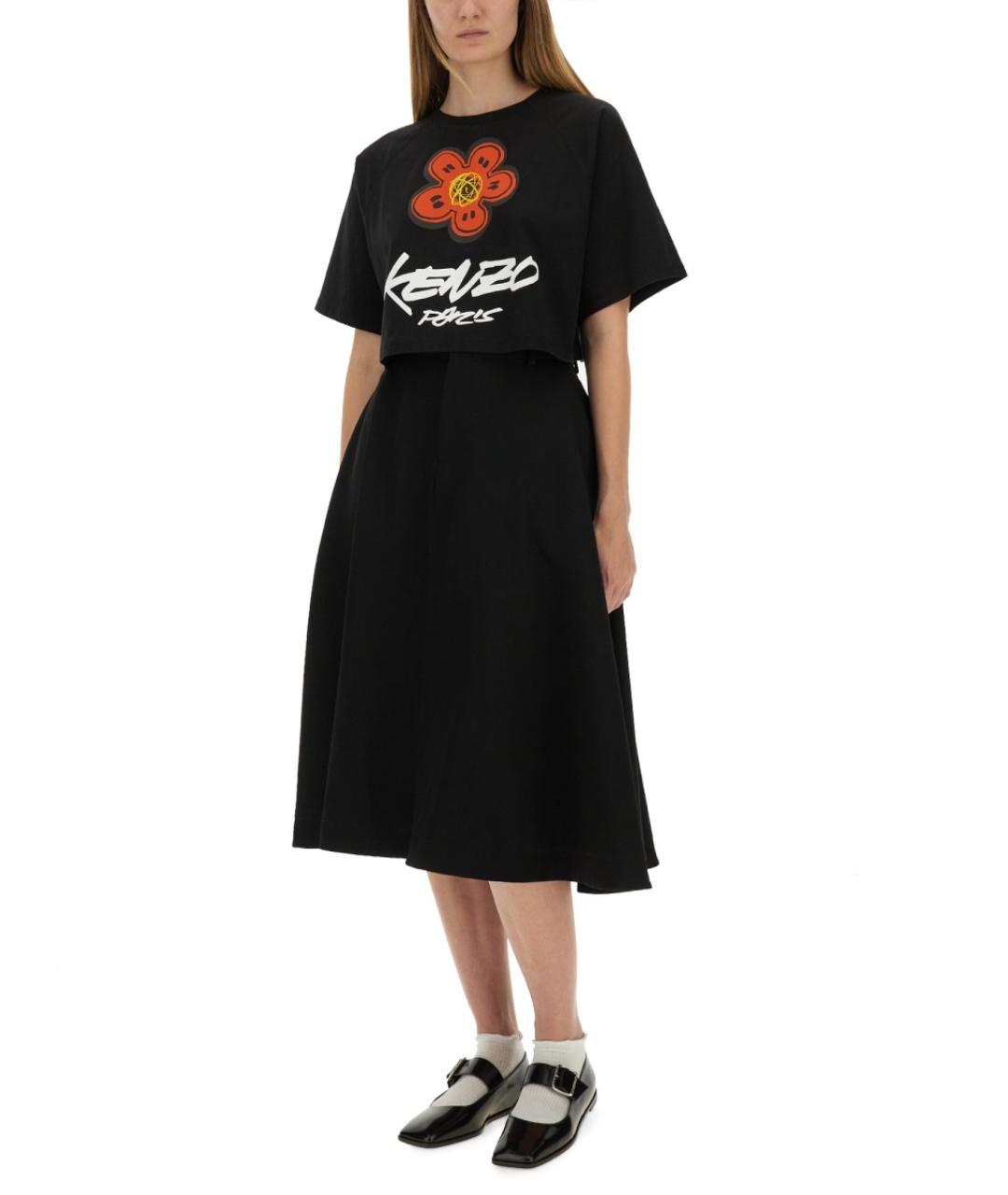 KENZO Черная хлопковая футболка, фото 3