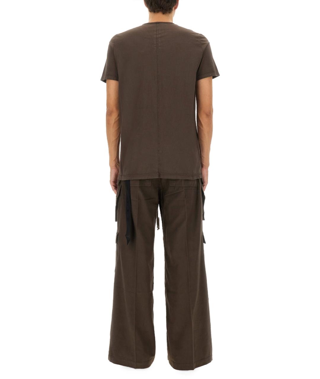 RICK OWENS DRKSHDW Коричневая хлопковая футболка, фото 3