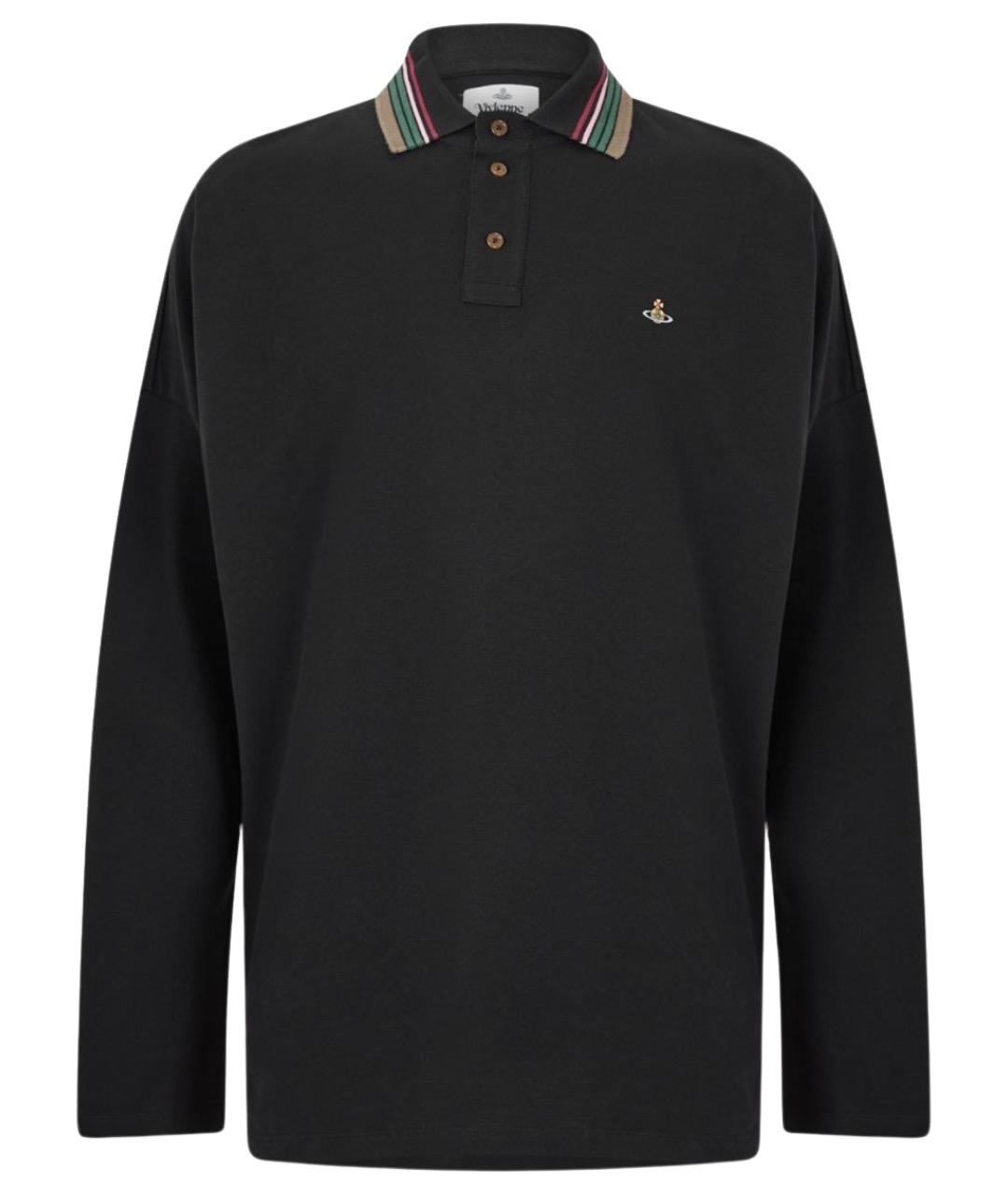 VIVIENNE WESTWOOD Черное хлопковое поло с длинным рукавом, фото 1