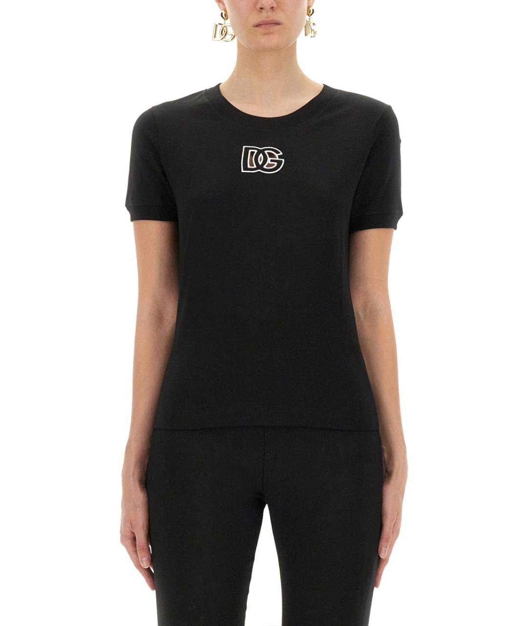 DOLCE&GABBANA Черная хлопковая футболка, фото 2