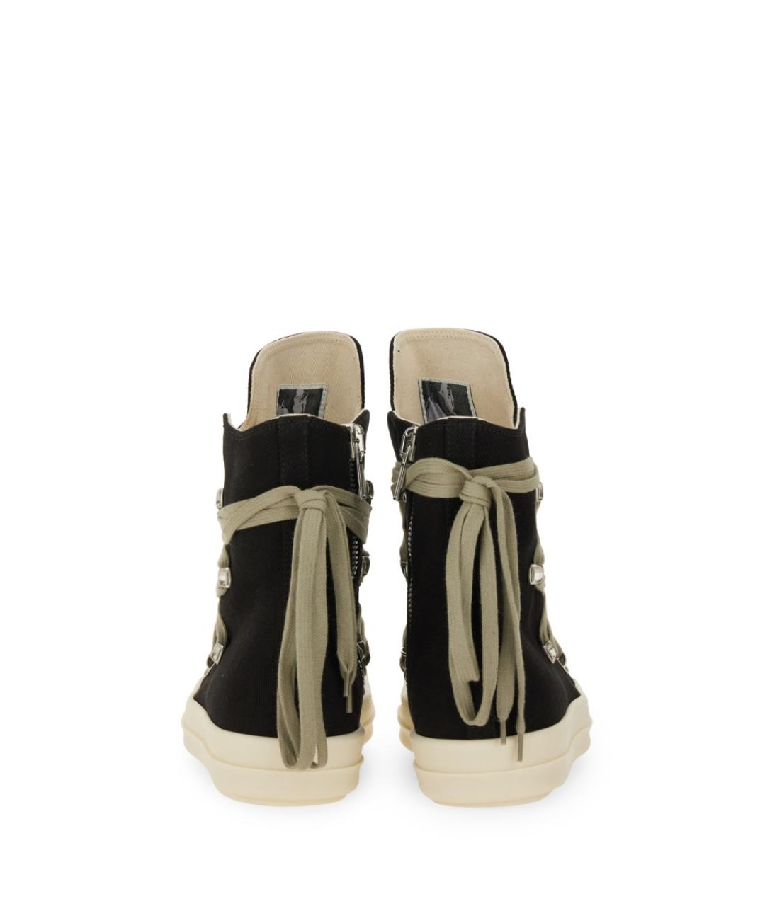 RICK OWENS DRKSHDW Черные текстильные высокие кроссовки / кеды, фото 3