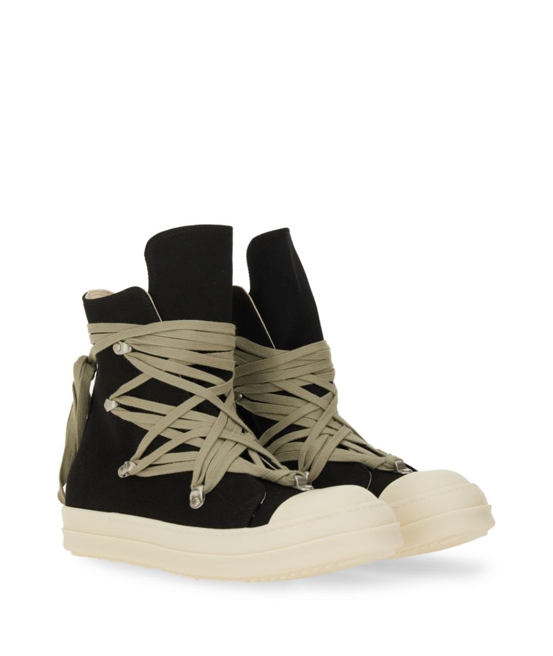 RICK OWENS DRKSHDW Черные текстильные высокие кроссовки / кеды, фото 2