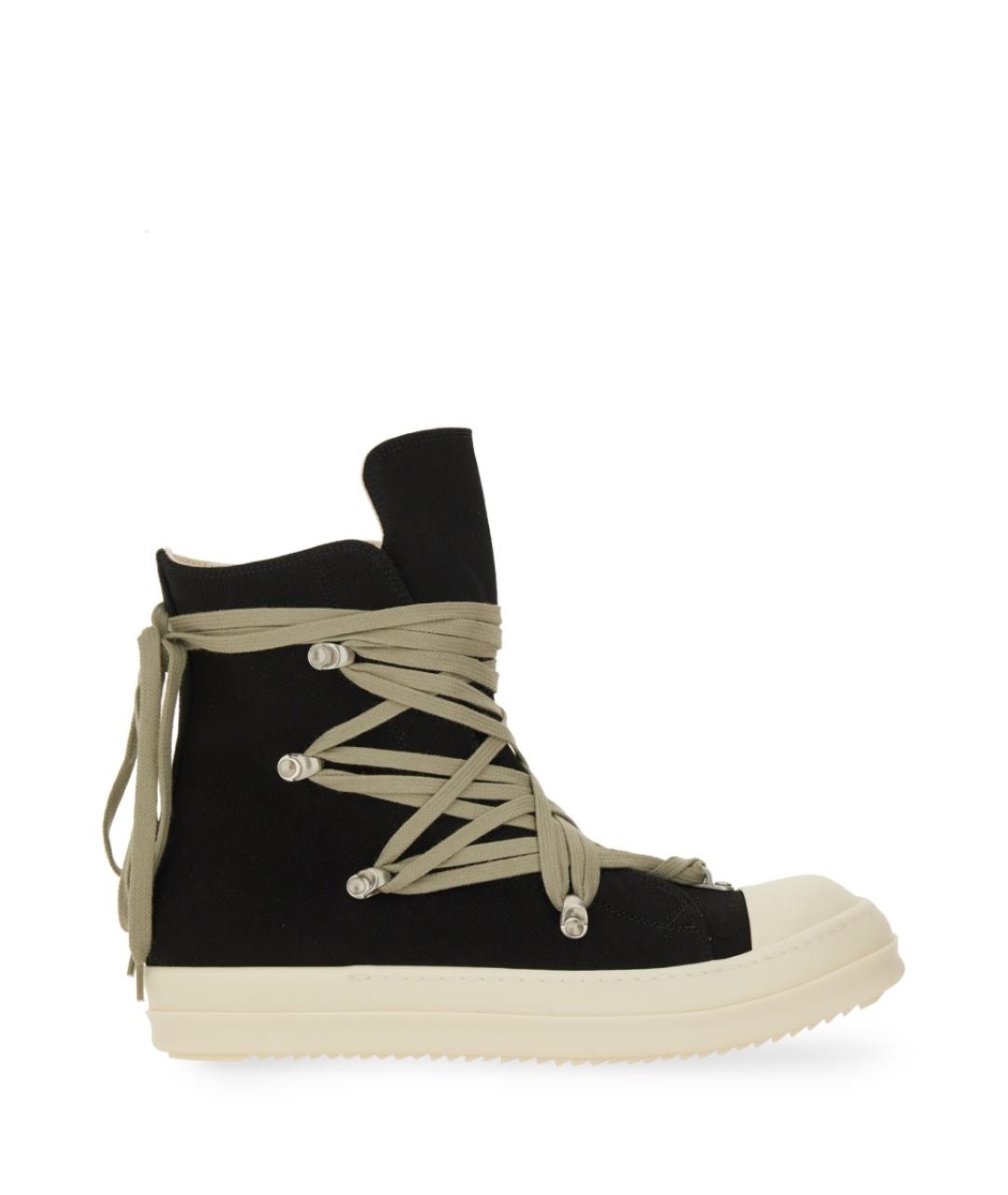 RICK OWENS DRKSHDW Черные текстильные высокие кроссовки / кеды, фото 1