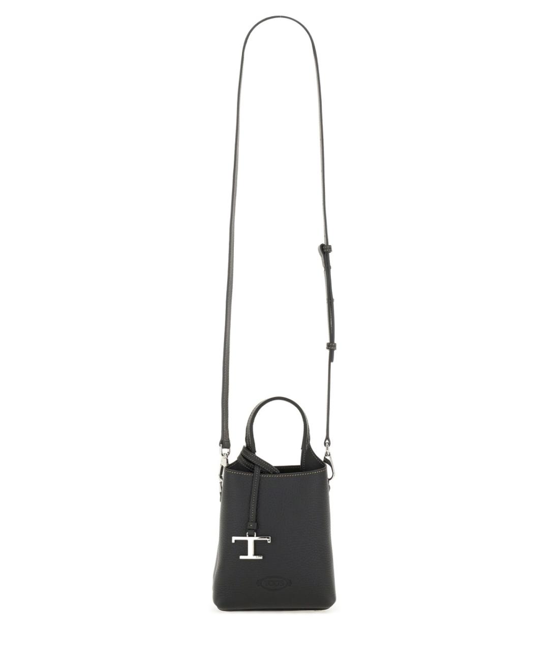 TOD'S Черная кожаная сумка тоут, фото 2