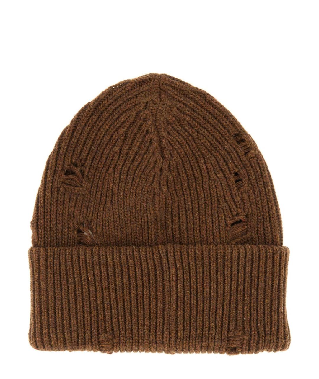 MM6 MAISON MARGIELA Коричневая шерстяная шапка, фото 2