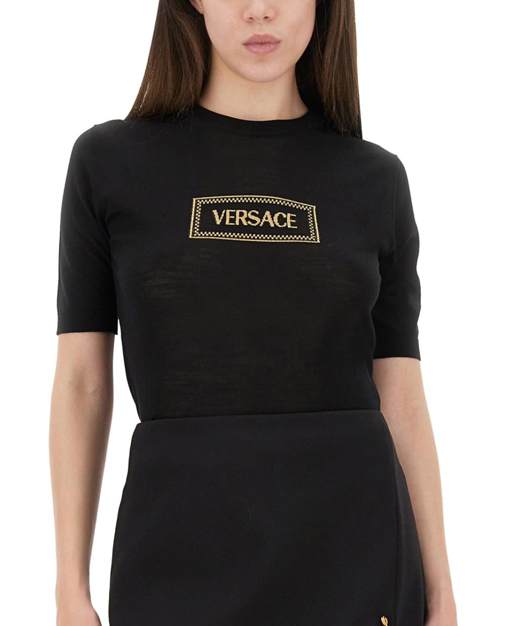 VERSACE Черная шерстяная футболка, фото 4