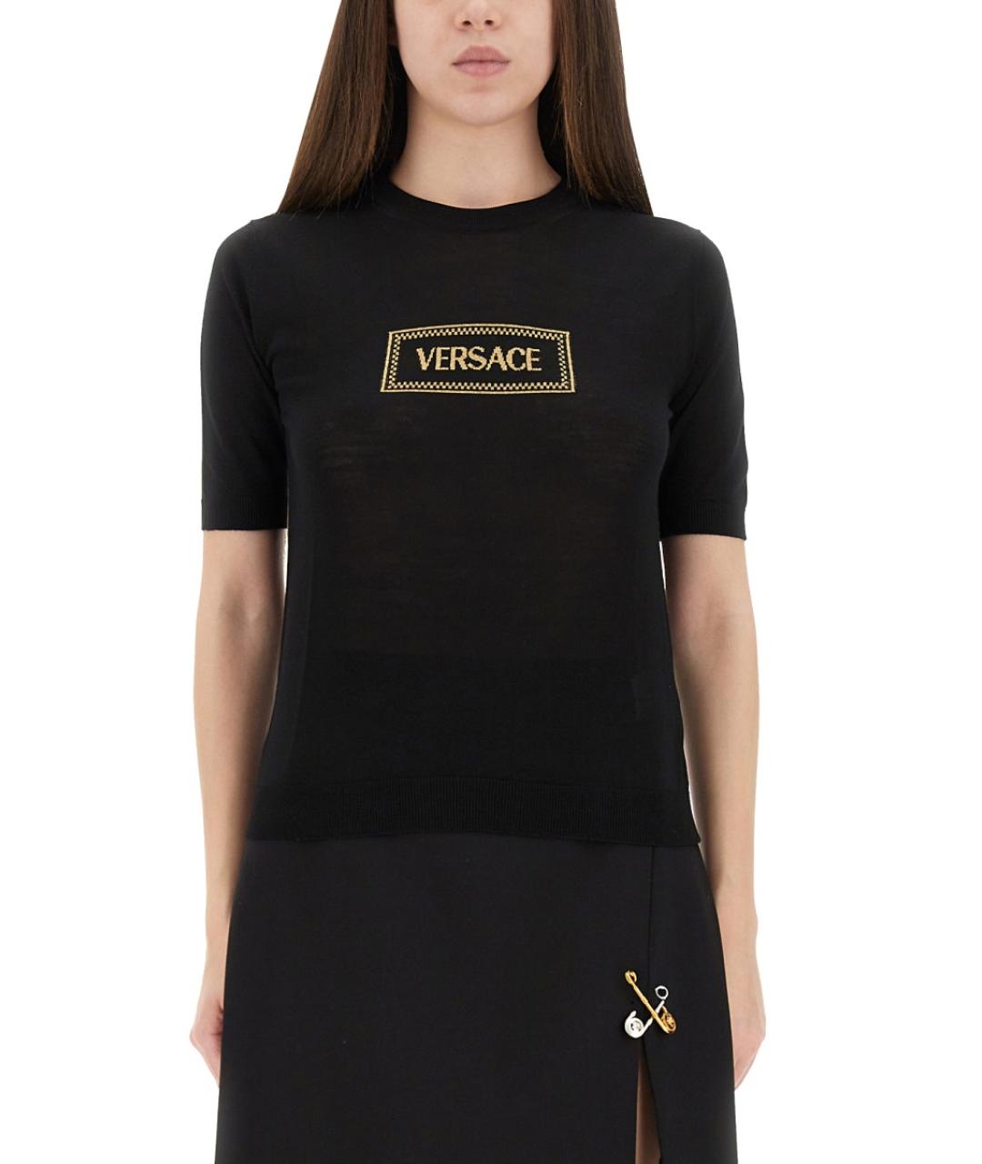 VERSACE Черная шерстяная футболка, фото 5