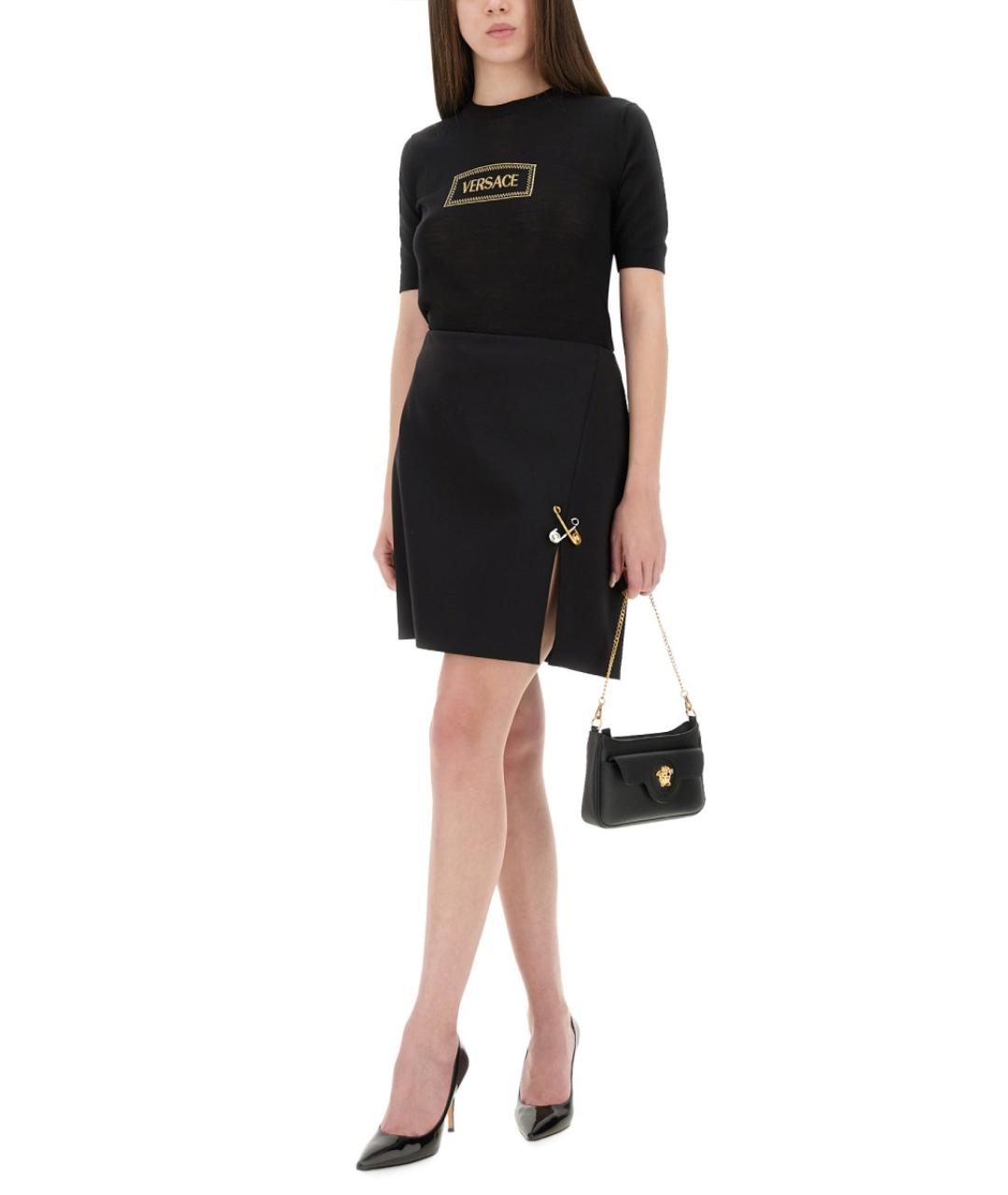 VERSACE Черная шерстяная футболка, фото 2