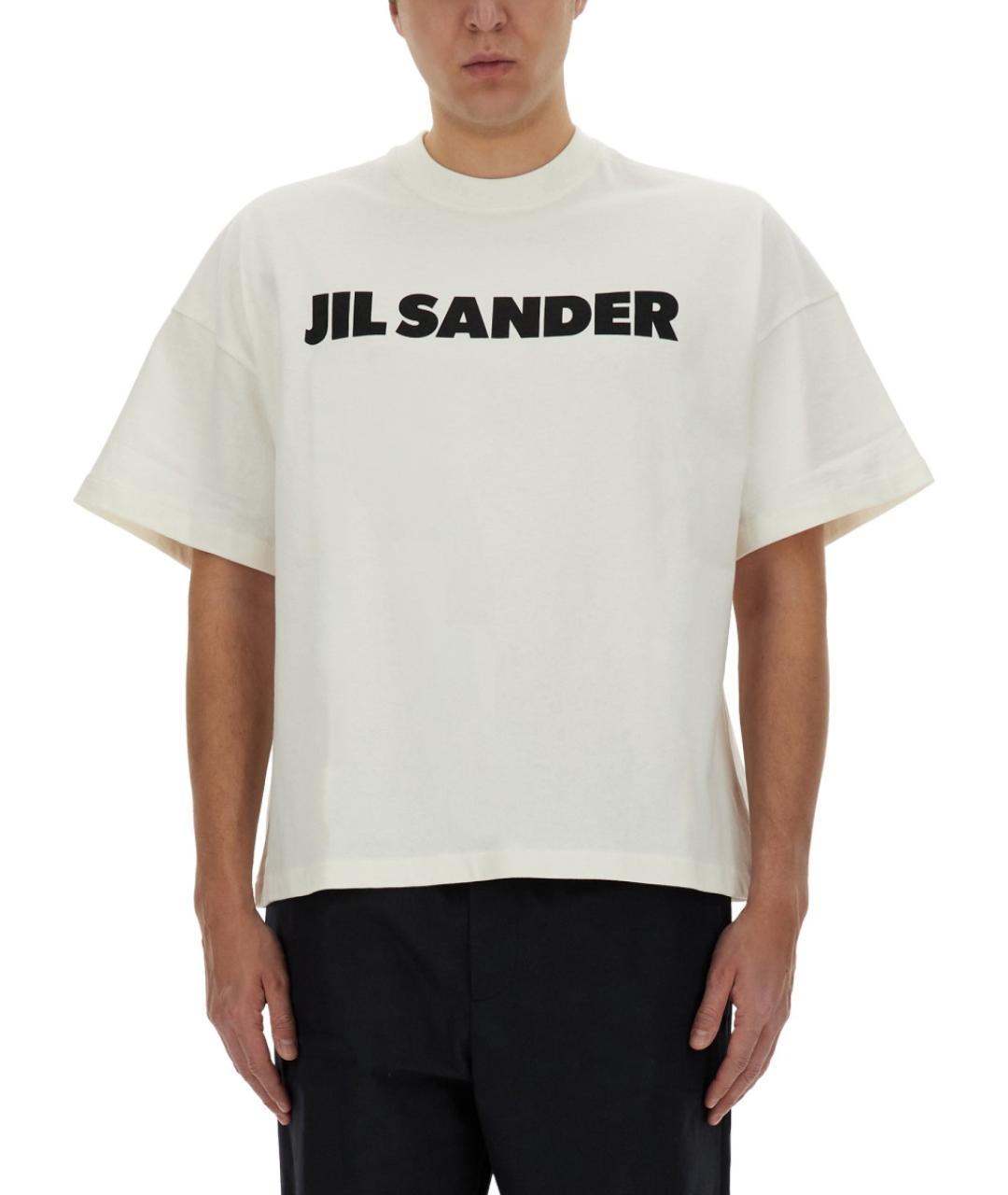 JIL SANDER Белая хлопковая футболка, фото 2