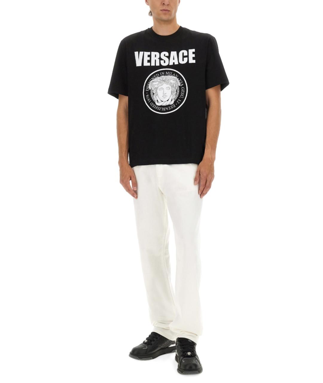 VERSACE Черная хлопковая футболка, фото 3