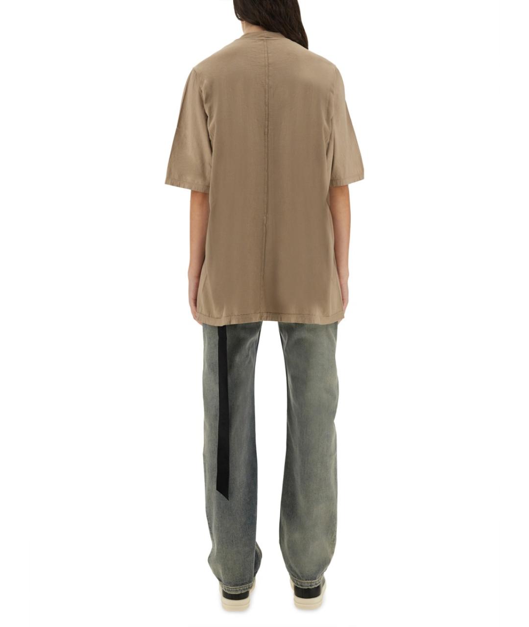 RICK OWENS DRKSHDW Бежевая хлопковая футболка, фото 3