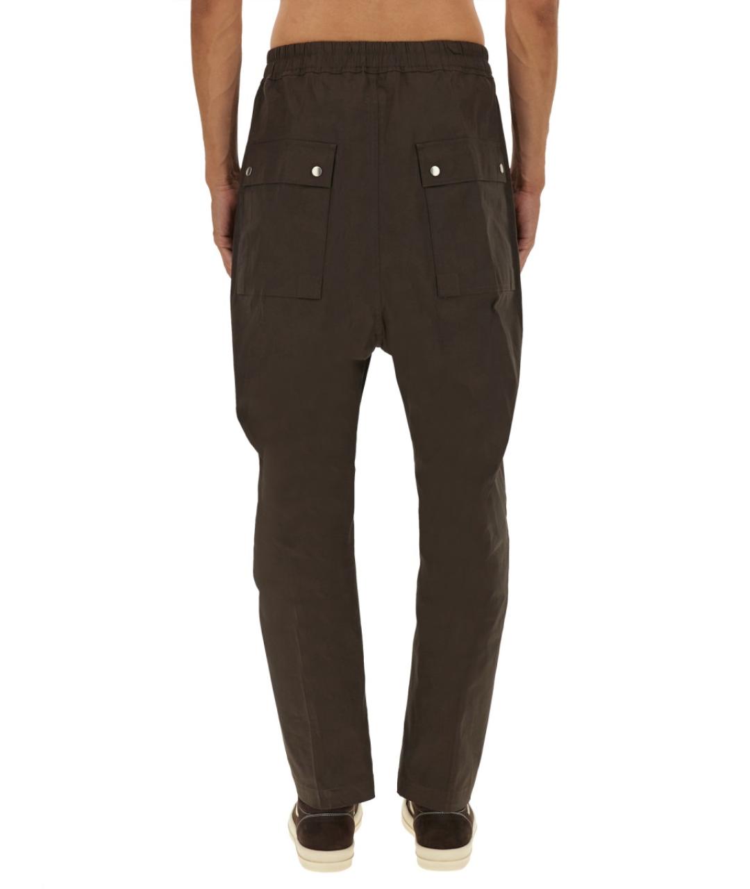 RICK OWENS Коричневые хлопковые повседневные брюки, фото 3