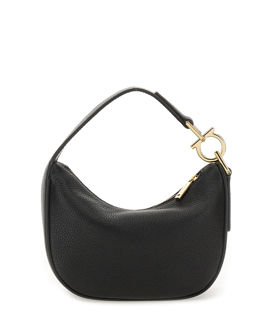 FERRAGAMO Черная кожаная сумка через плечо, фото 2