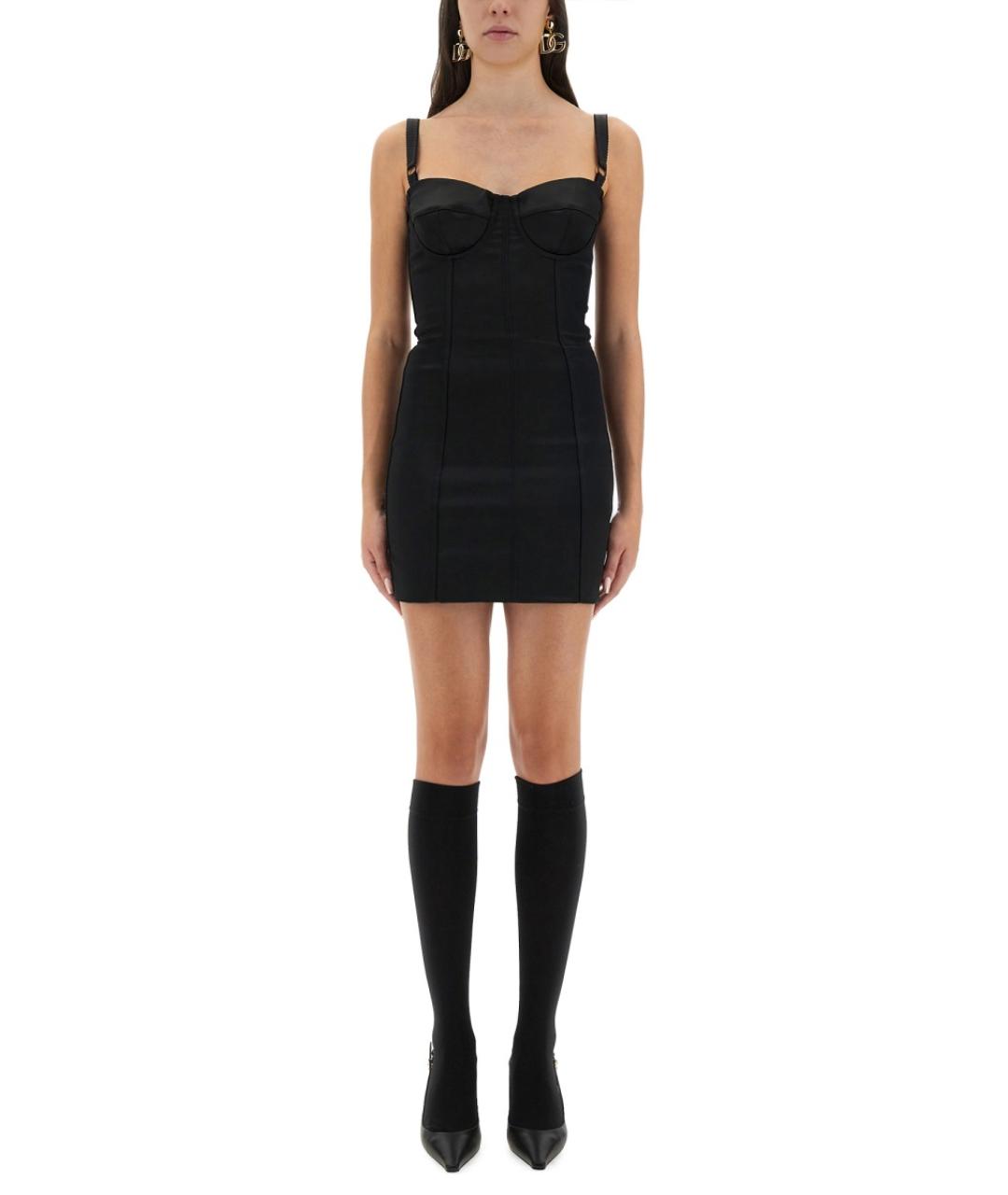 DOLCE&GABBANA Черное ацетатное коктейльное платье, фото 2
