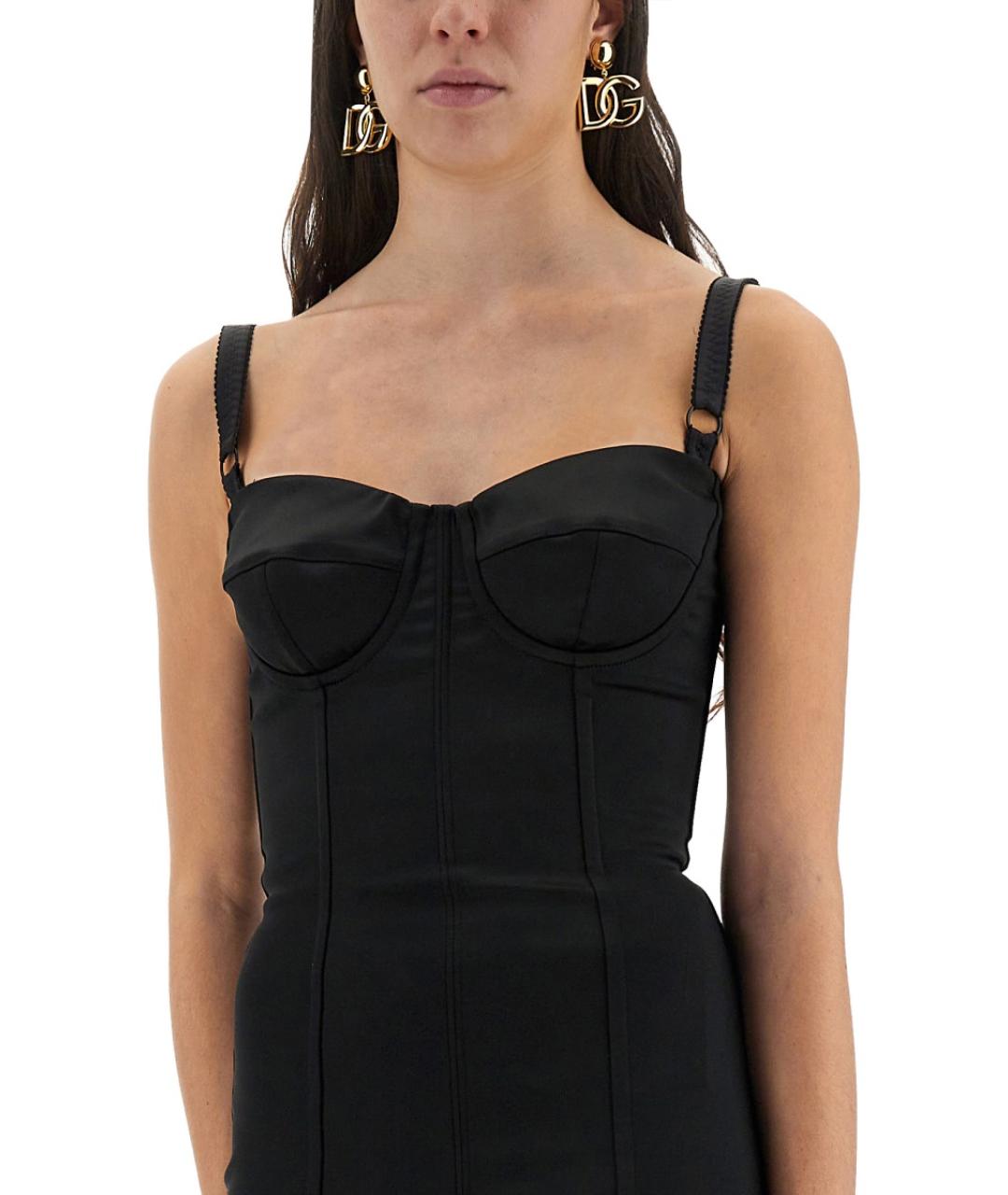 DOLCE&GABBANA Черное ацетатное коктейльное платье, фото 5