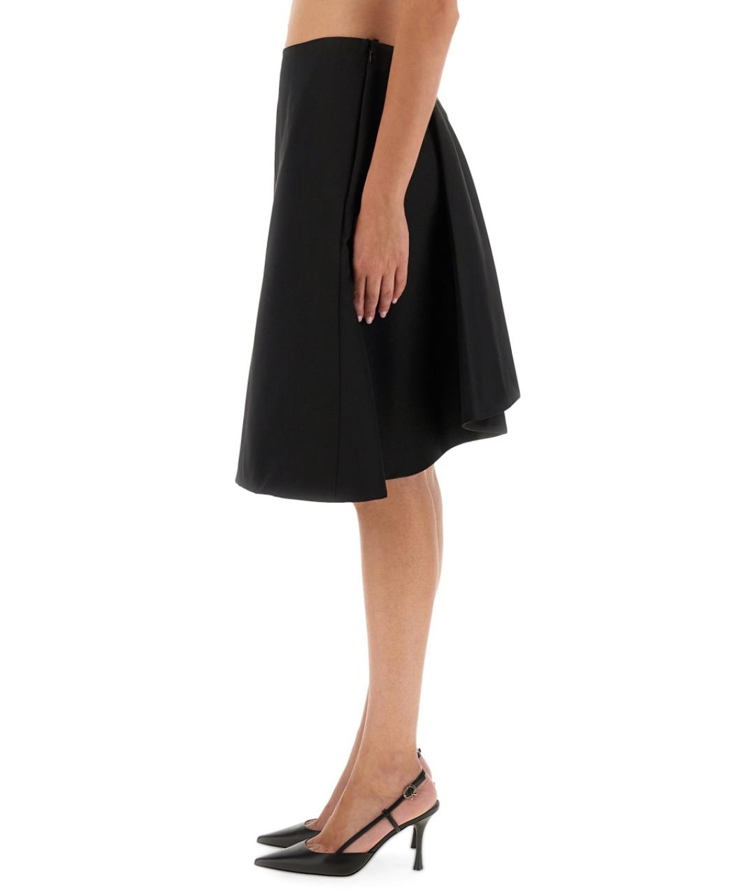 ALEXANDER MCQUEEN Черная полиэстеровая юбка миди, фото 4