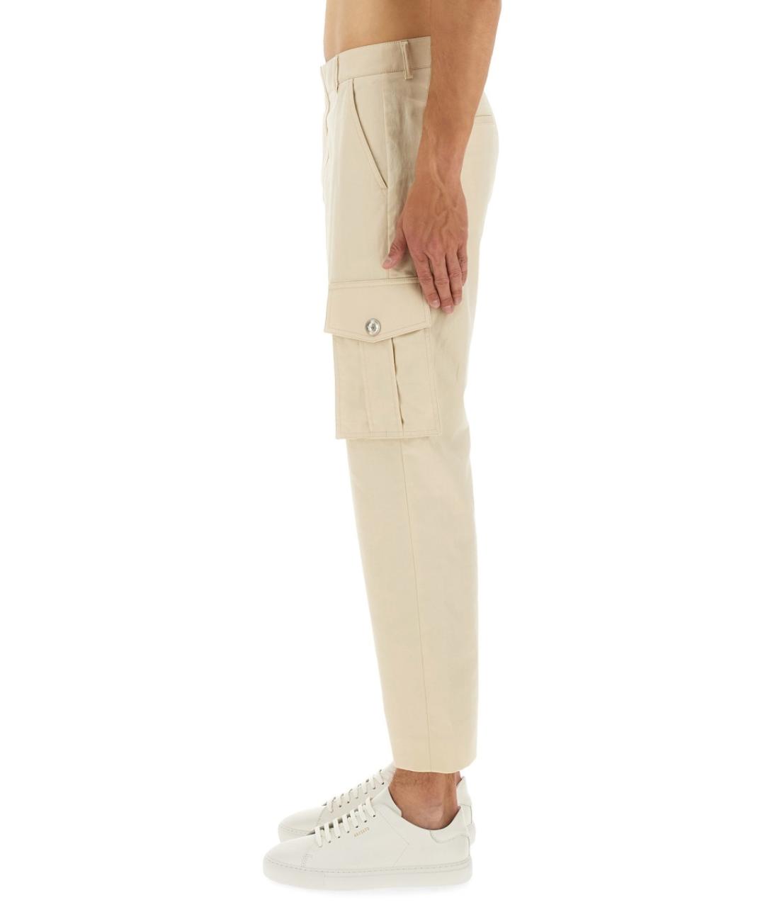 BALMAIN Бежевые хлопковые повседневные брюки, фото 5