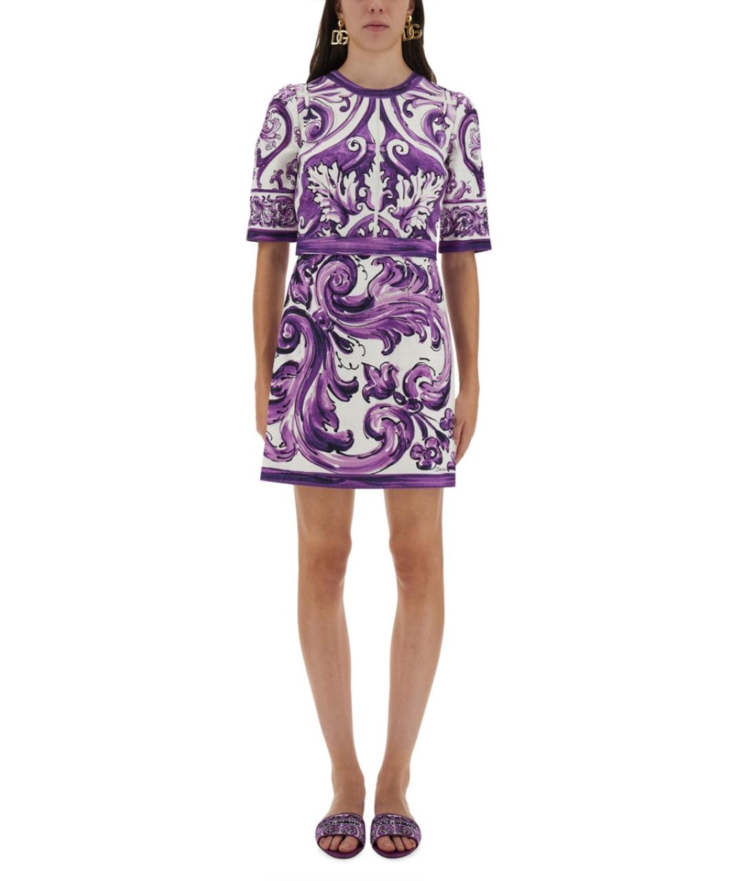 DOLCE&GABBANA Фиолетовое хлопковое повседневное платье, фото 2