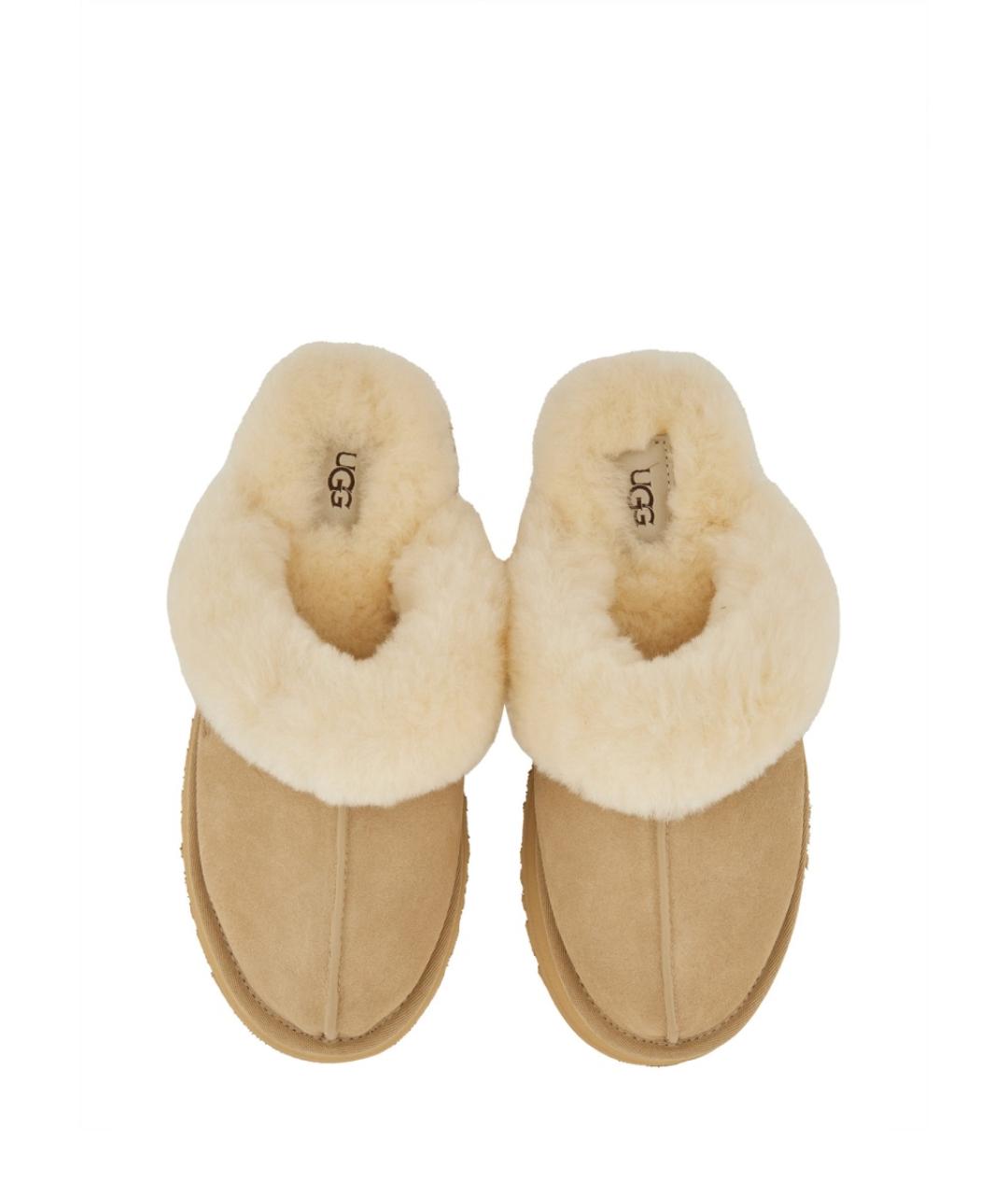UGG AUSTRALIA Бежевые кожаные шлепанцы, фото 2