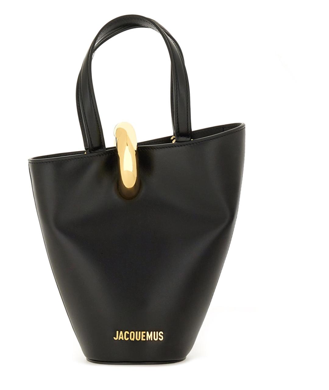 JACQUEMUS Черная кожаная сумка тоут, фото 1