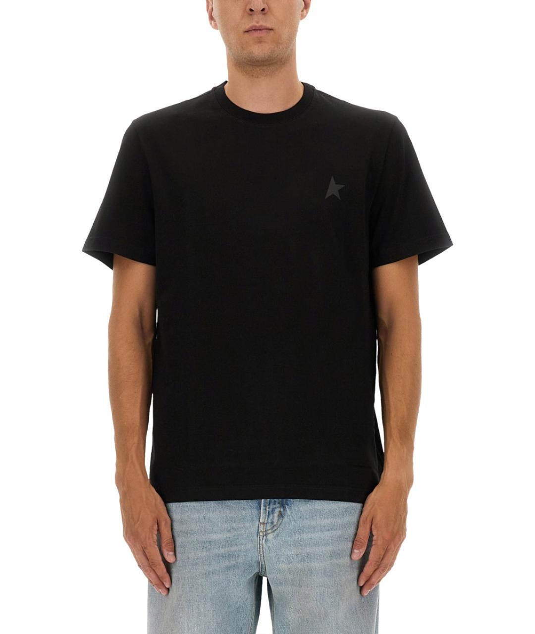 GOLDEN GOOSE DELUXE BRAND Черная хлопковая футболка, фото 2