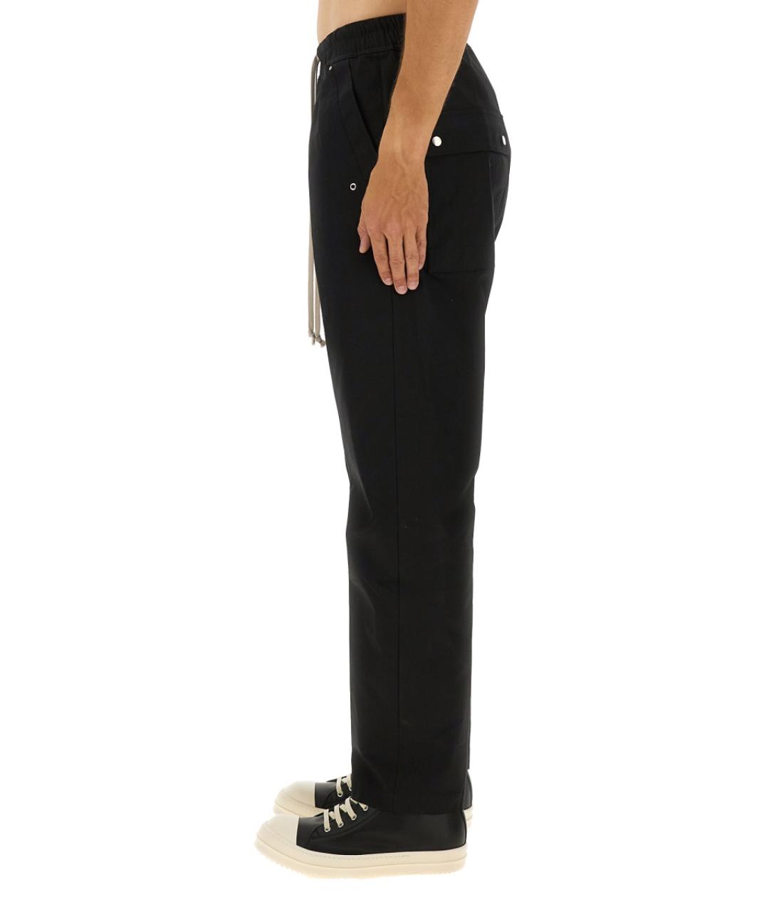 RICK OWENS Черные хлопковые повседневные брюки, фото 4