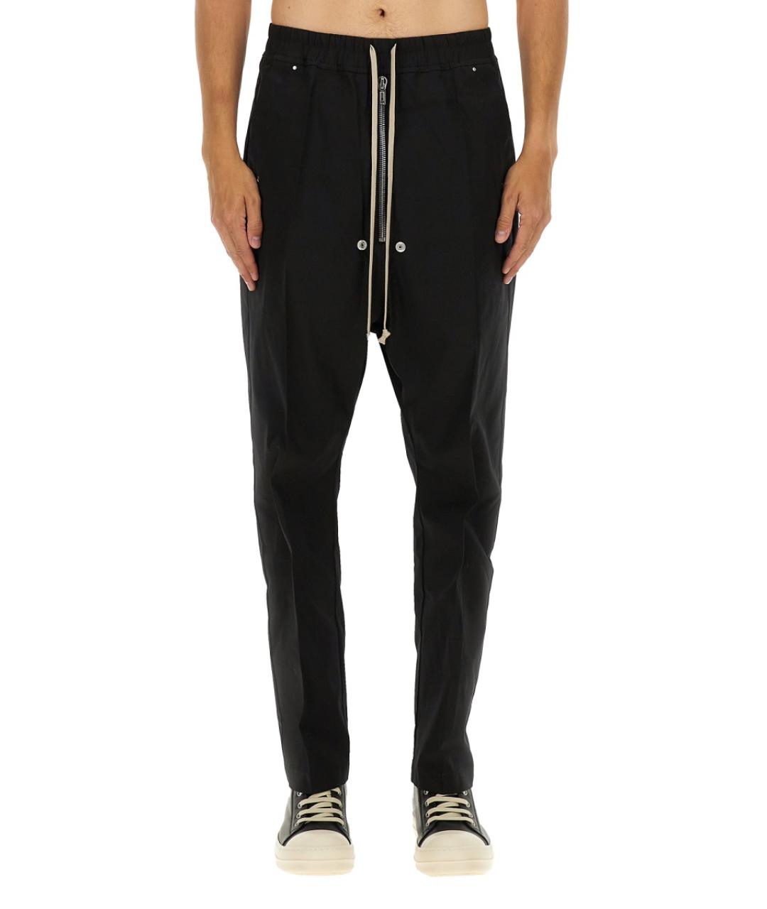 RICK OWENS Черные хлопковые повседневные брюки, фото 2