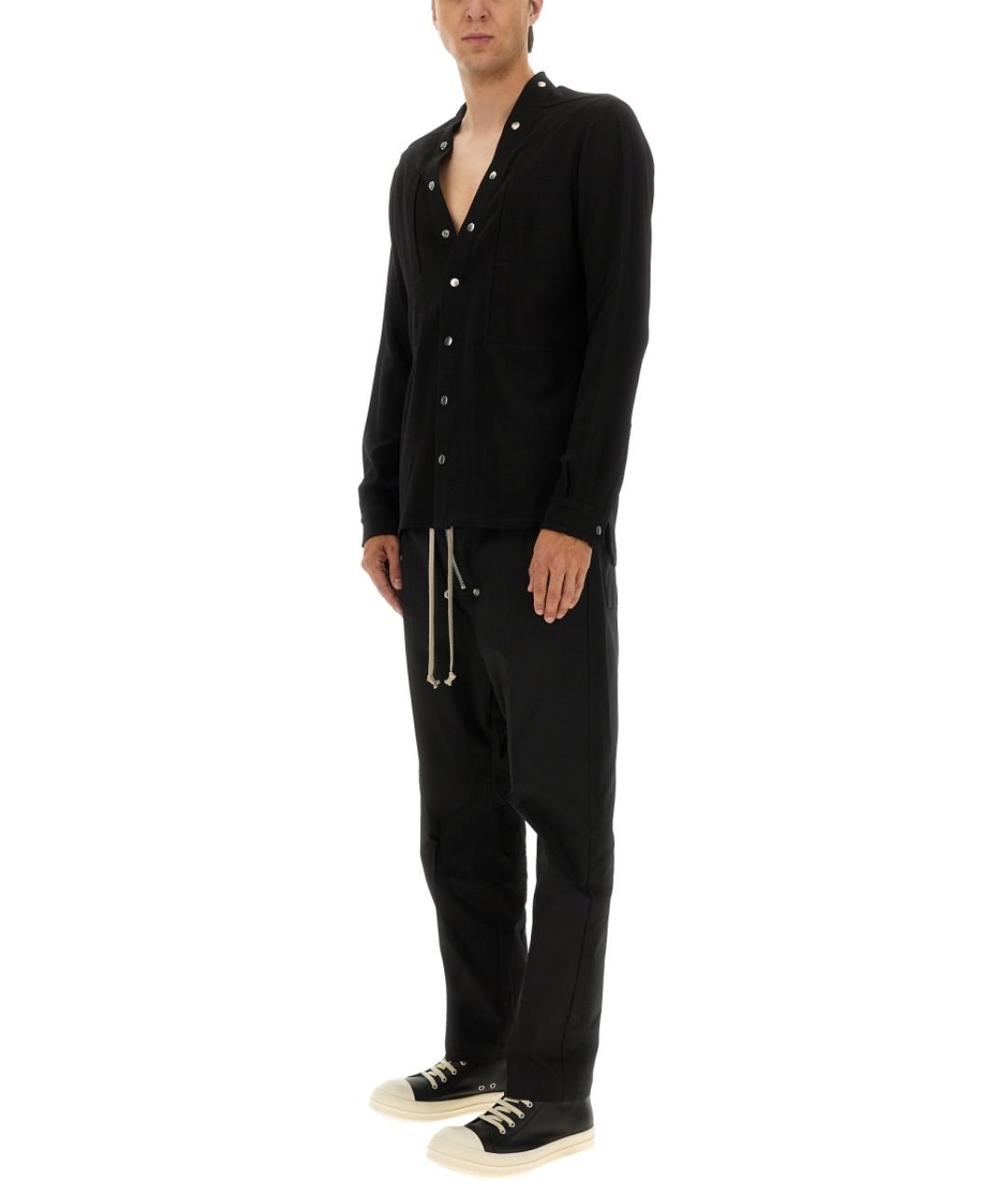 RICK OWENS Черные хлопковые повседневные брюки, фото 3