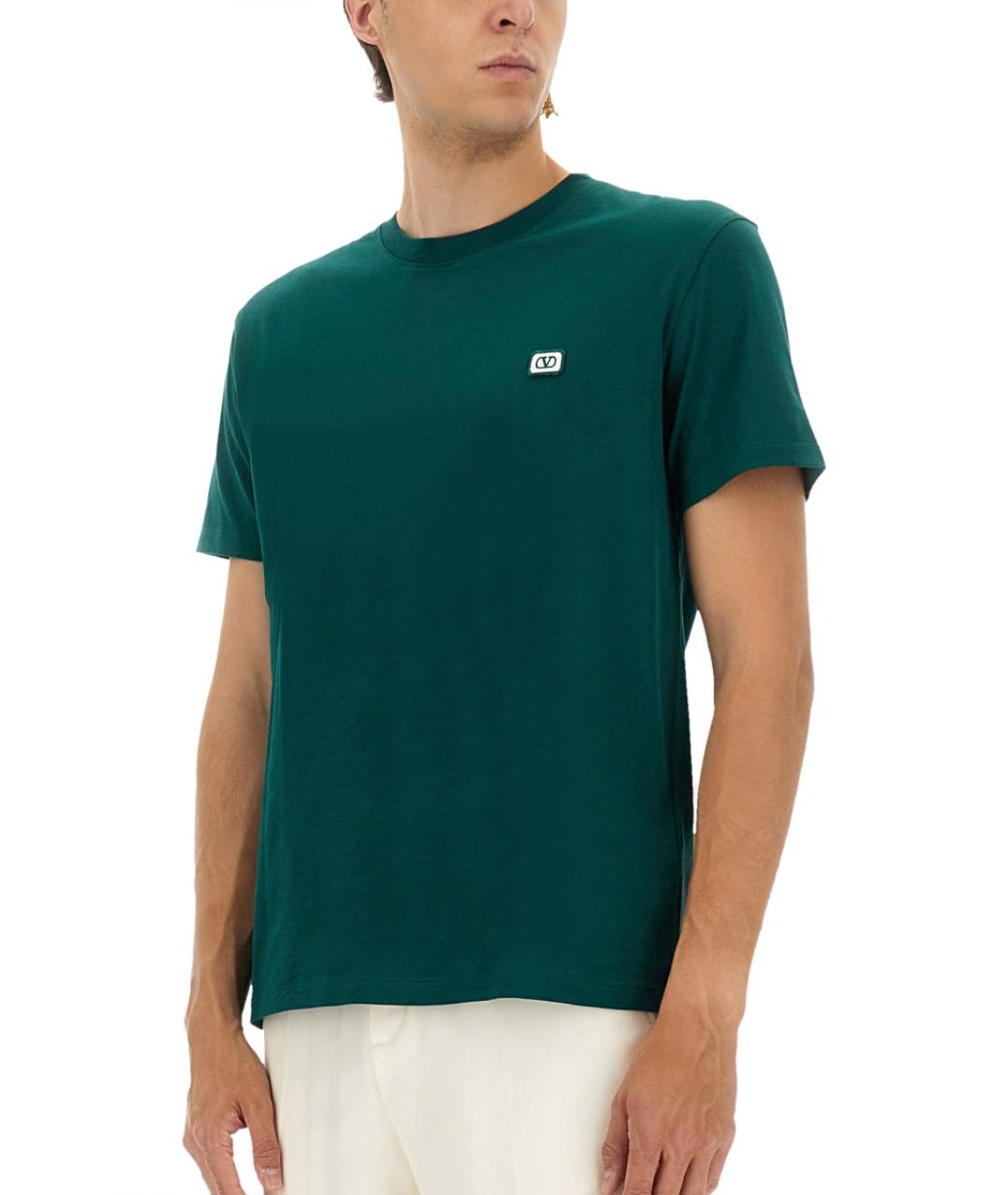 VALENTINO Зеленая хлопковая футболка, фото 4