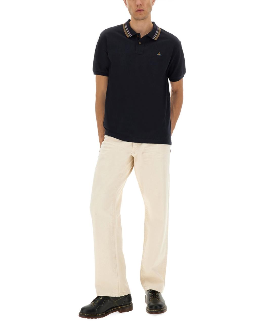 VIVIENNE WESTWOOD Синее хлопковое поло с коротким рукавом, фото 3