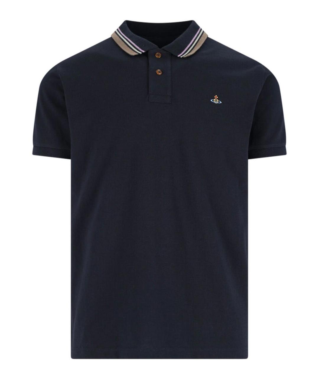 VIVIENNE WESTWOOD Синее хлопковое поло с коротким рукавом, фото 1