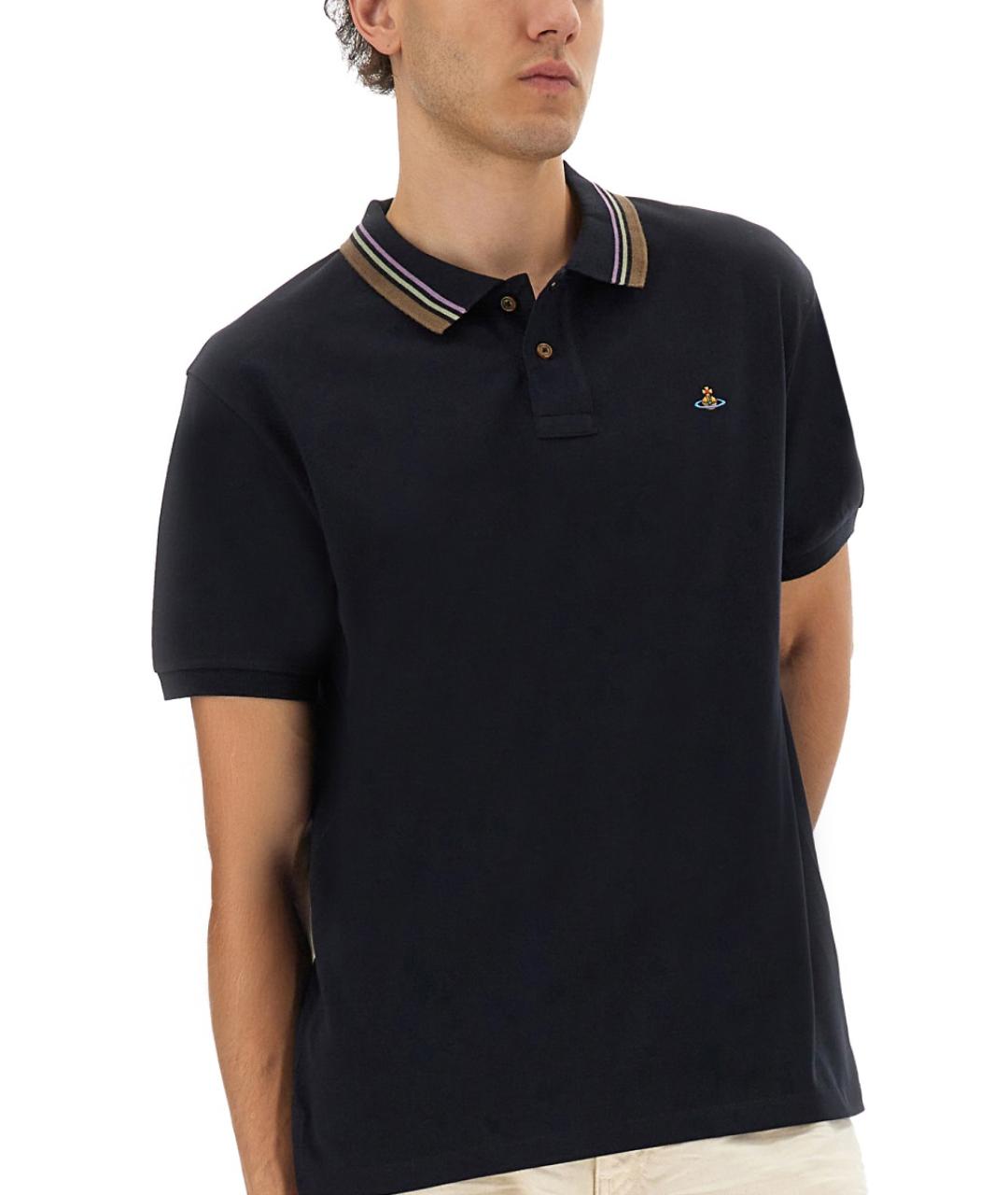 VIVIENNE WESTWOOD Синее хлопковое поло с коротким рукавом, фото 5